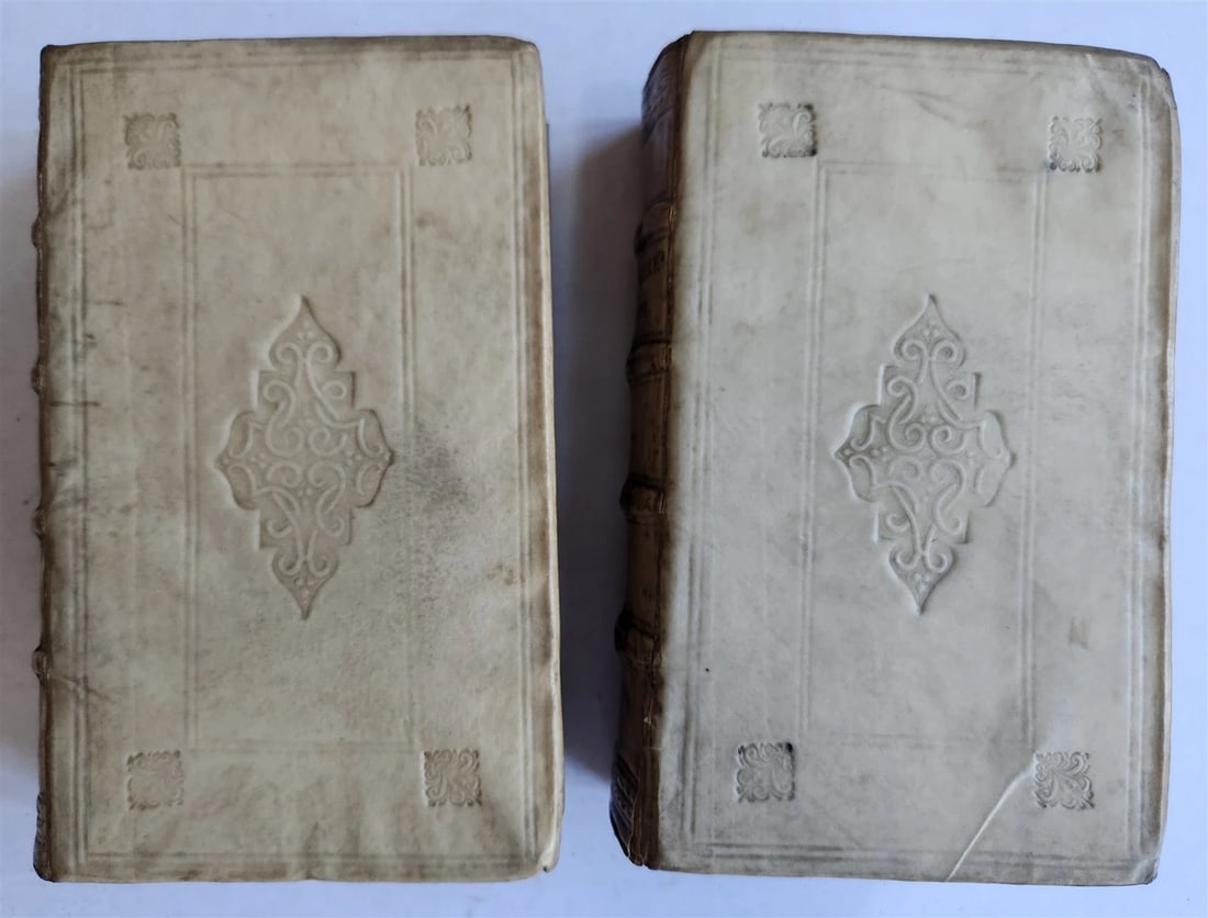 1666 THEOLOGY in DUTCH 4 VOLUMES ILLUSTRATED SET antique VELLUM BINDINGS - 4