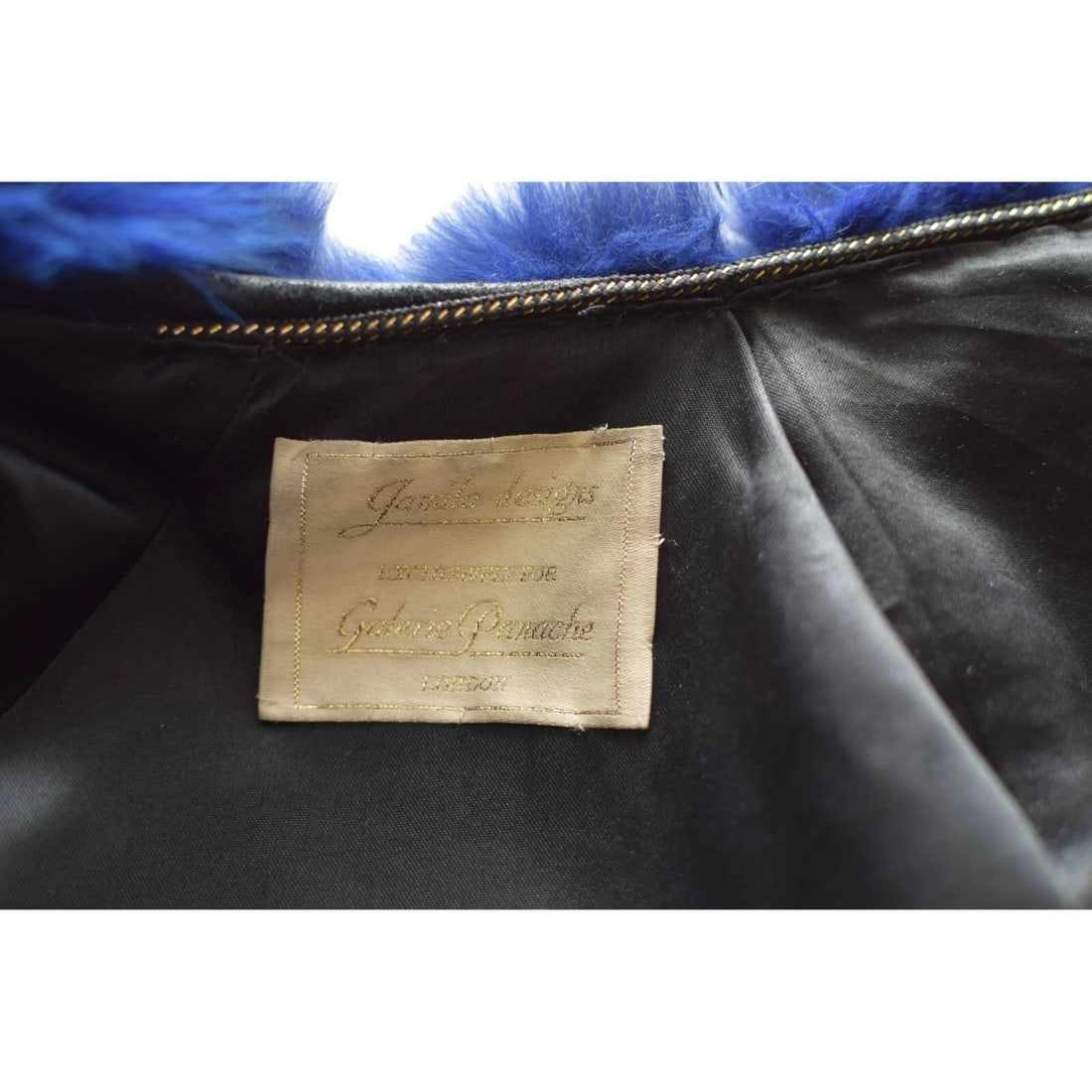 Sam Rone Paris Electric Blue Fur Collarless Jacket Coat size M - 3