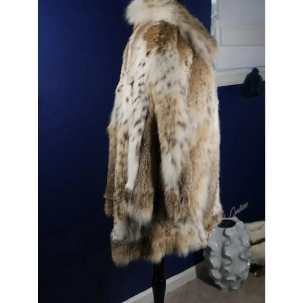 Gorgeous Spotted Lynx Bobcat Fur Coat Poncho Cape Jacket - 5