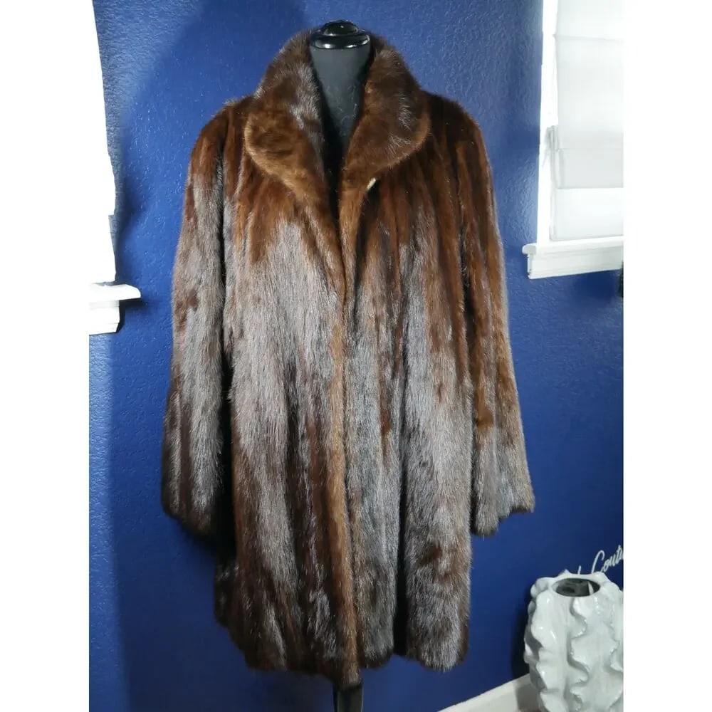 Gorgeous Mahogany Mink Fur Stroller Coat Jacket XL PLUS (1 of 4)
