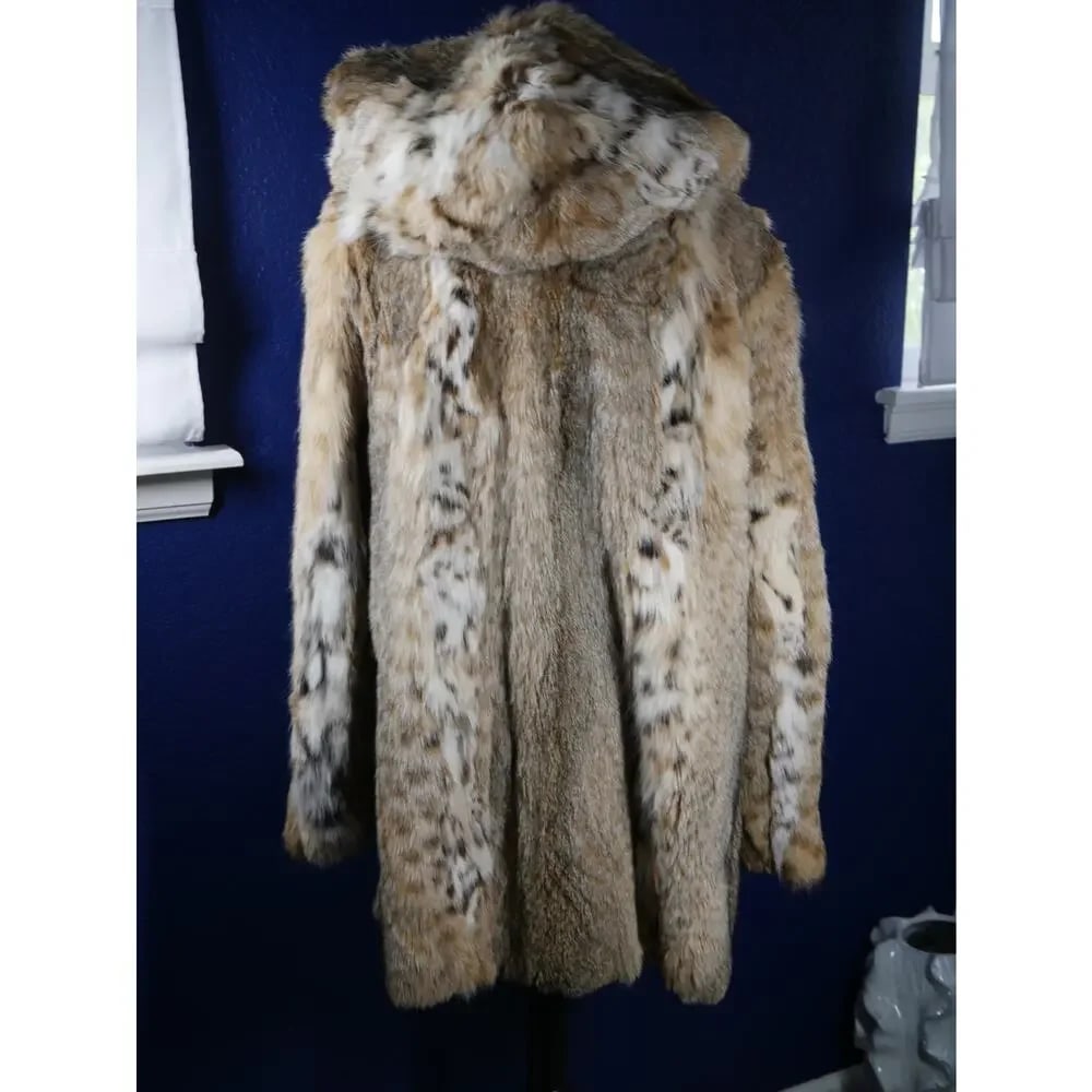 Gorgeous Spotted Lynx hooded Fur Coat Jacket - 3