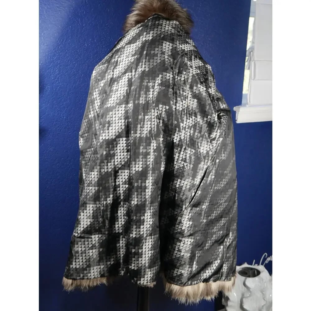 Stunning Silver Fox Fur Stroller Coat Jacket w/ Spiral dolman sleeves! XL PLUS - 5