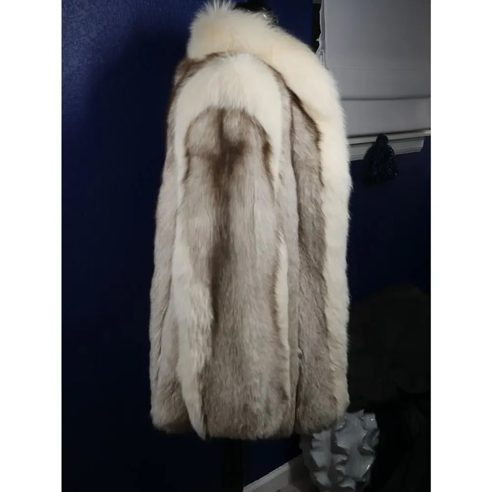 Gorgeous Blue & Shadow Fox Fur Coat Jacket - 4
