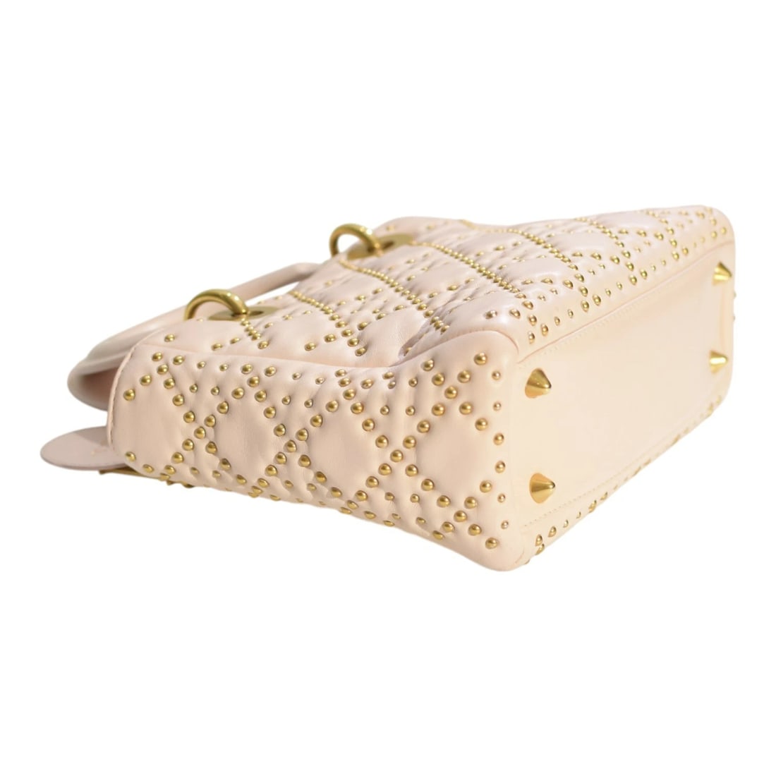 Christian Dior Mini Lambskin Cannage Studded Supple Lady Dior Satchel Wide Strap - 10