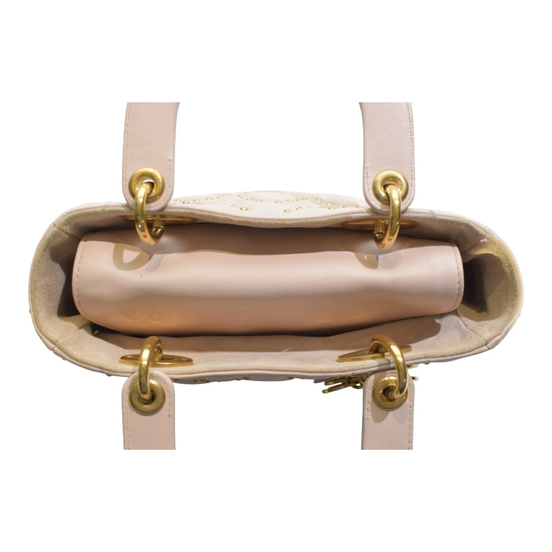Christian Dior Mini Lambskin Cannage Studded Supple Lady Dior Satchel Wide Strap - 14