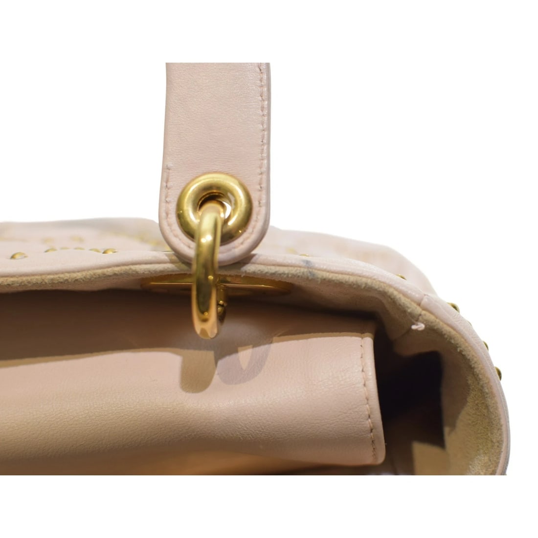 Christian Dior Mini Lambskin Cannage Studded Supple Lady Dior Satchel Wide Strap - 18