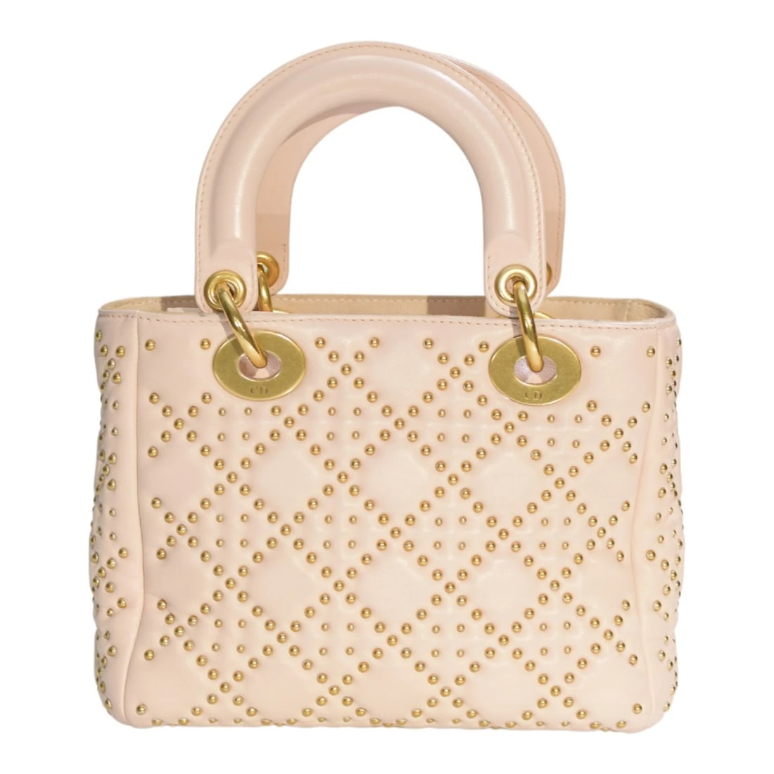 Christian Dior Mini Lambskin Cannage Studded Supple Lady Dior Satchel Wide Strap - 3