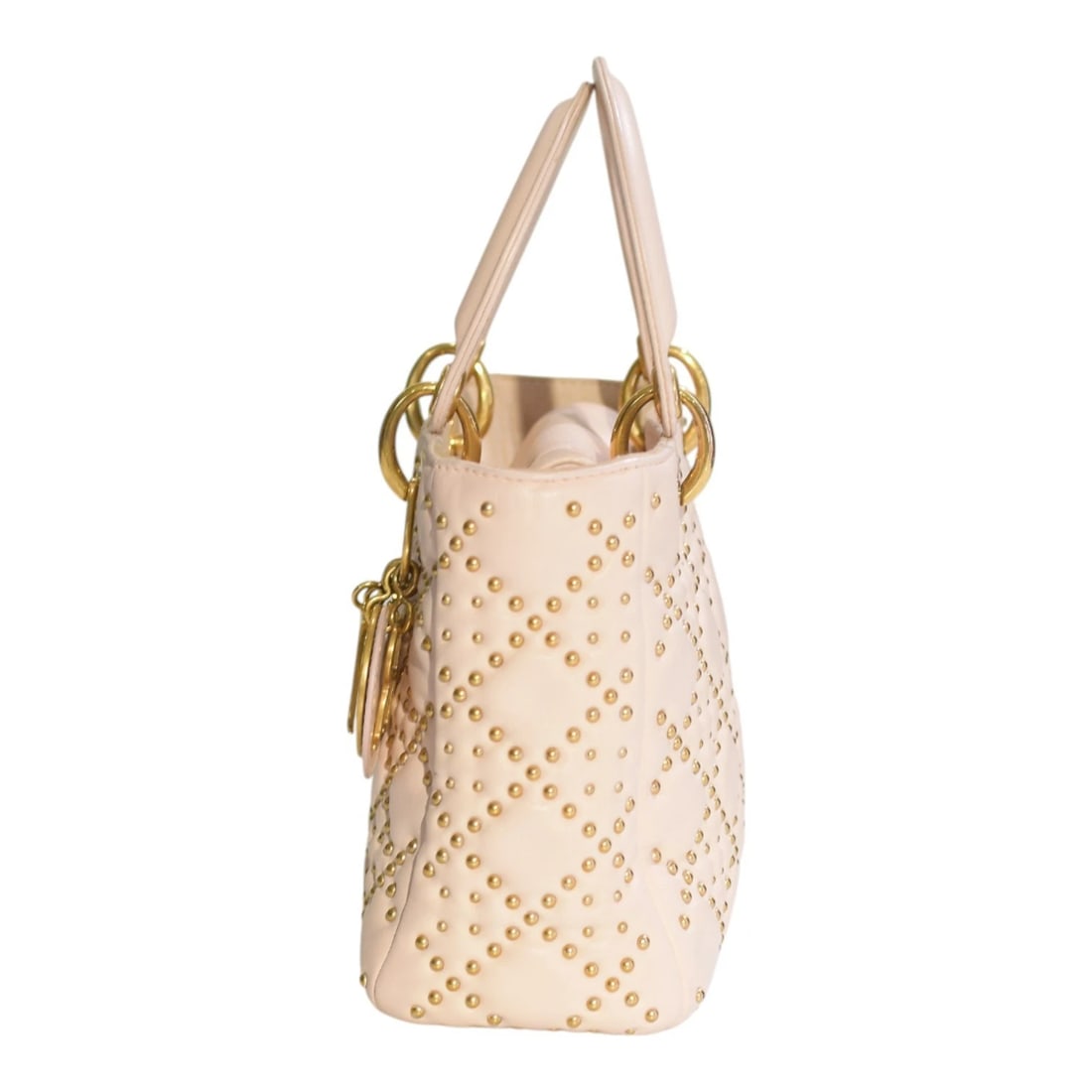 Christian Dior Mini Lambskin Cannage Studded Supple Lady Dior Satchel Wide Strap - 5