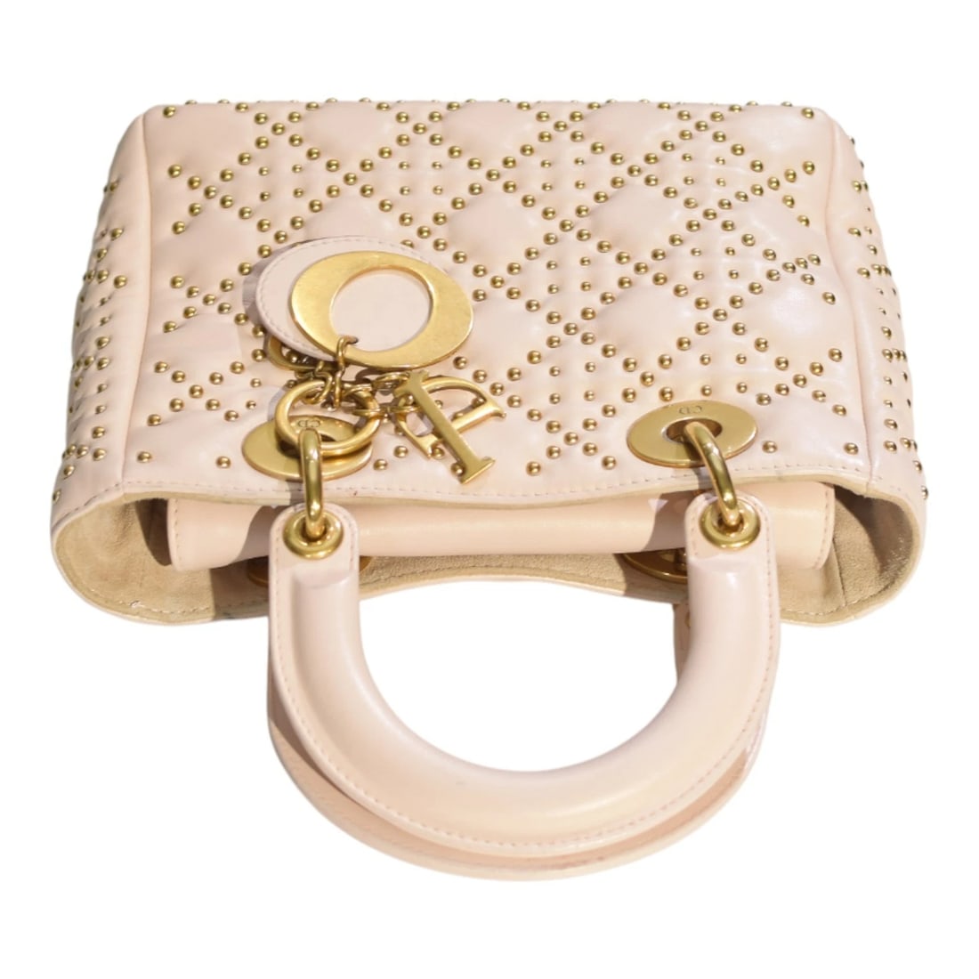Christian Dior Mini Lambskin Cannage Studded Supple Lady Dior Satchel Wide Strap - 6