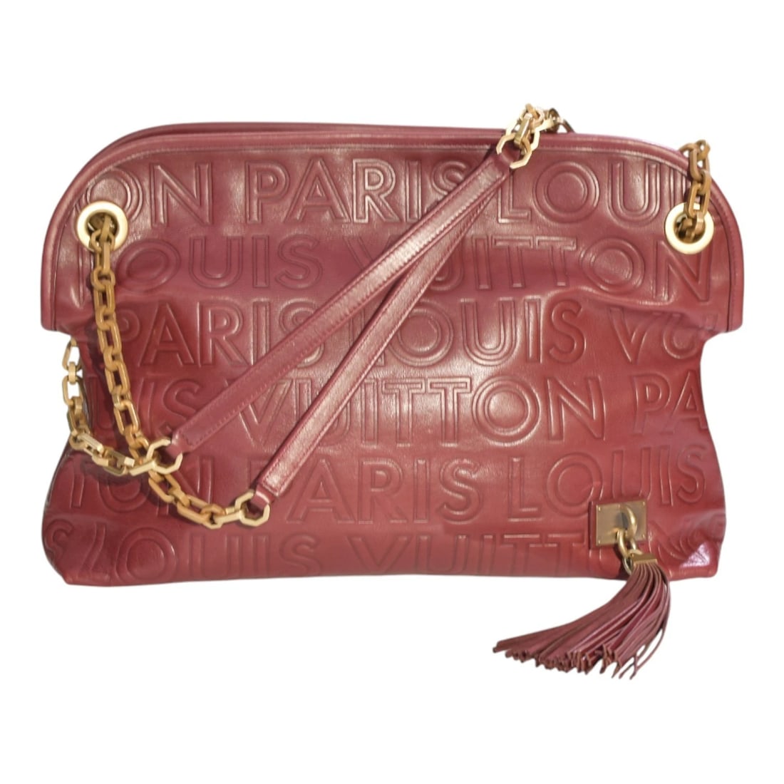 Louis Vuitton Limited Edition Burgundy Leather Paris Souple Wish Bag FW 2008: Title:Louis Vuitton Limited Edition Burgundy Leather Paris Souple Wish Bag FW 2008 Description:Louis Vuitton Limited Edition Burgundy Leather Paris Souple Wish Bag FW 2008 A standout piece from the Lo