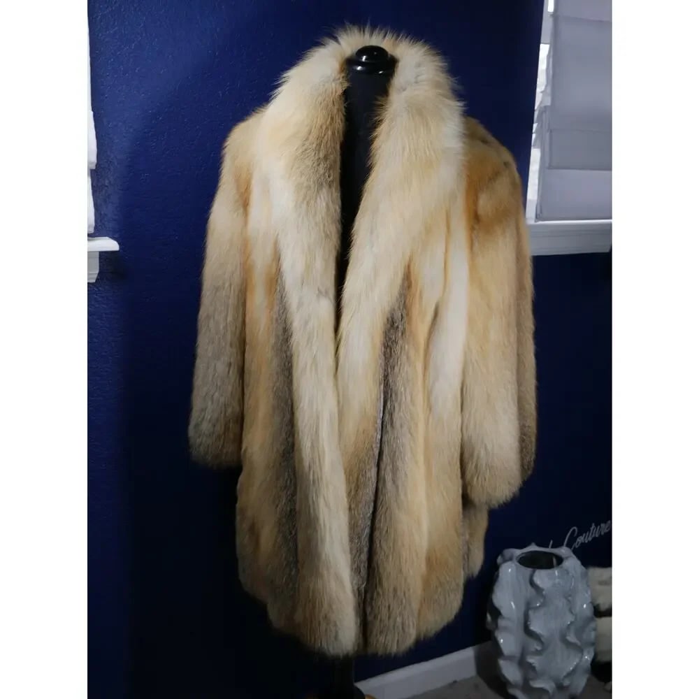 Stunning Golden Island Fox Fur Stroller Coat Jacket (1 of 7)