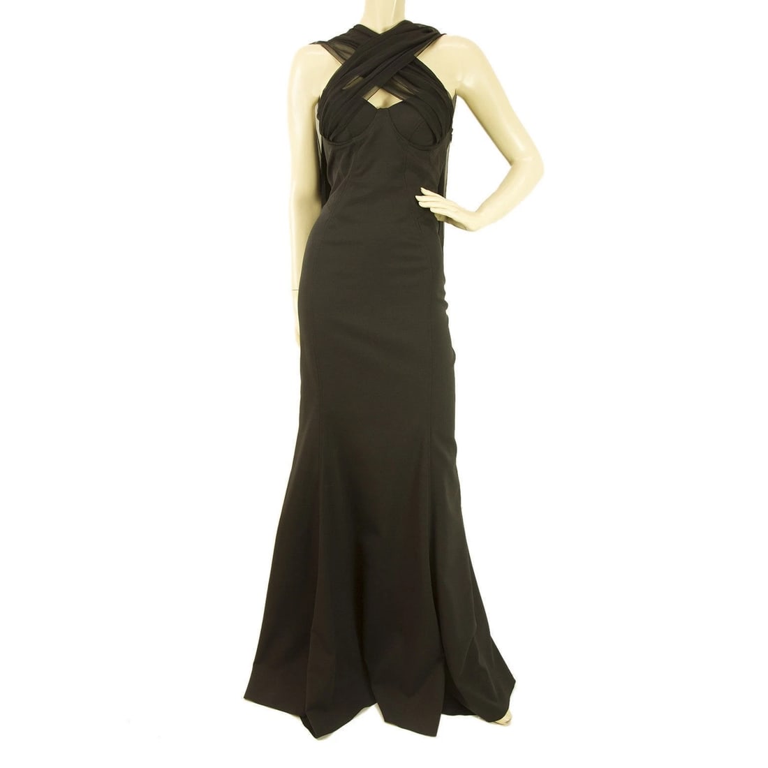Versace New Black Floor Length Maxi Silk Evening Gown Halter Neck Dress sz 44 (1 of 7)