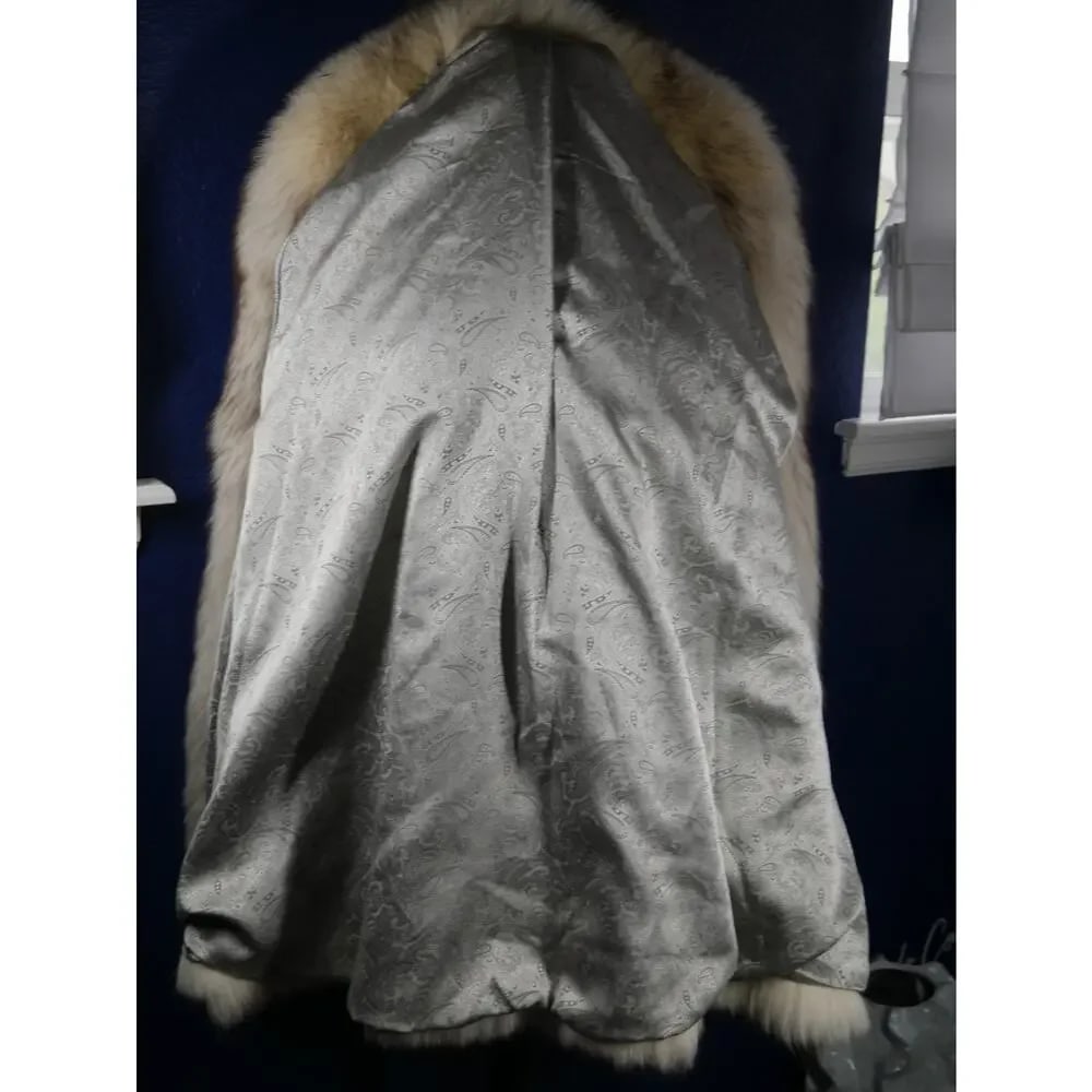Big Fluffy Blue Fox Fur 3/4 length stroller Coat Jacket - 5