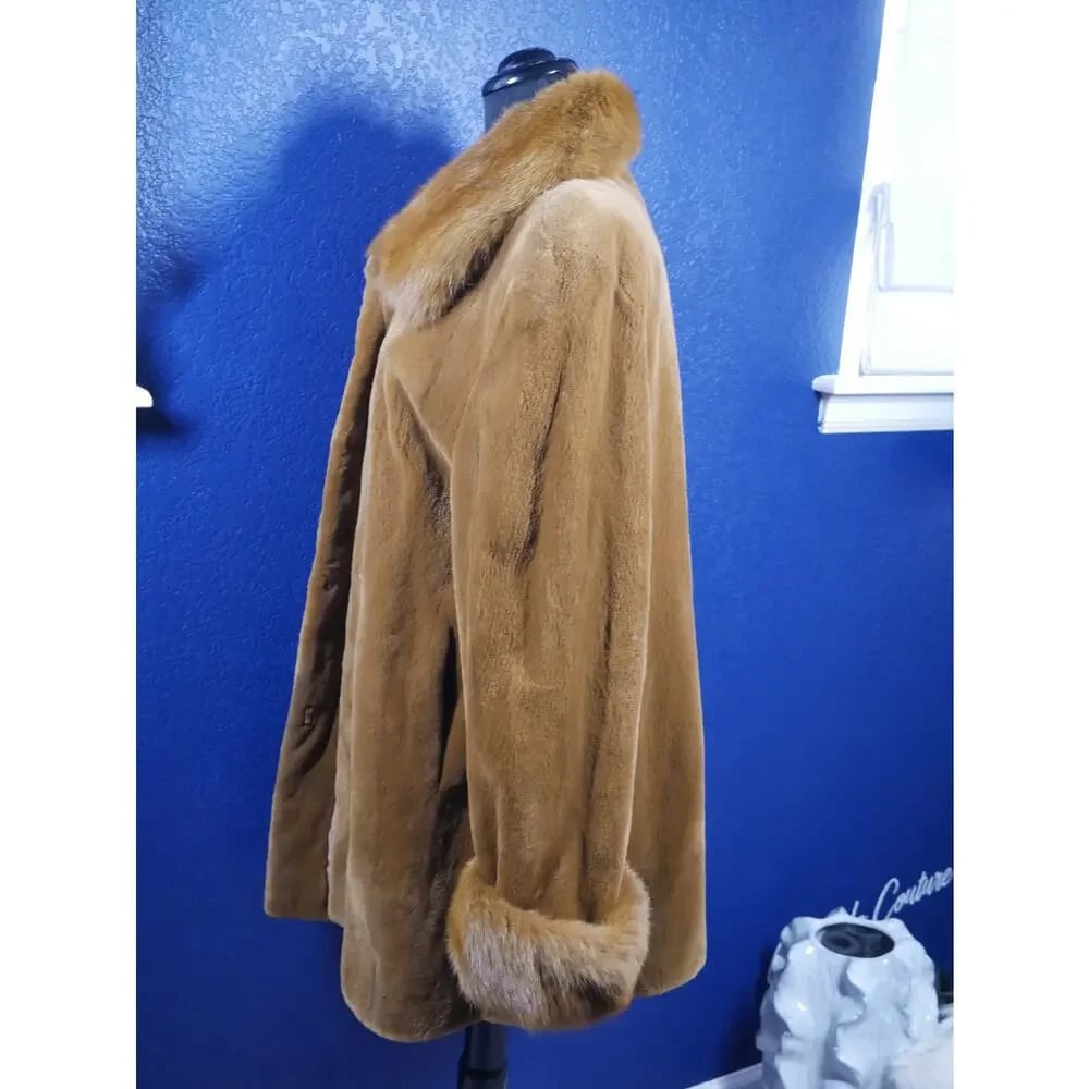 Gorgeous Whiskey Dyed Sheared Mink & Canadian Sable Fur Coat Jacket - 2