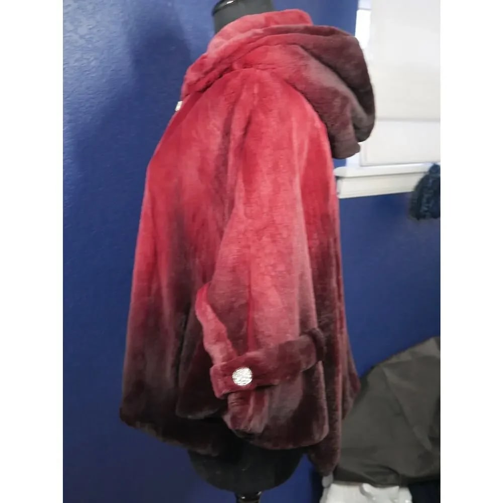 NEW W/ Tag Raspberry Ombre Sheared Mink Fur Poncho Cape Cloak Coat Jacket - 3