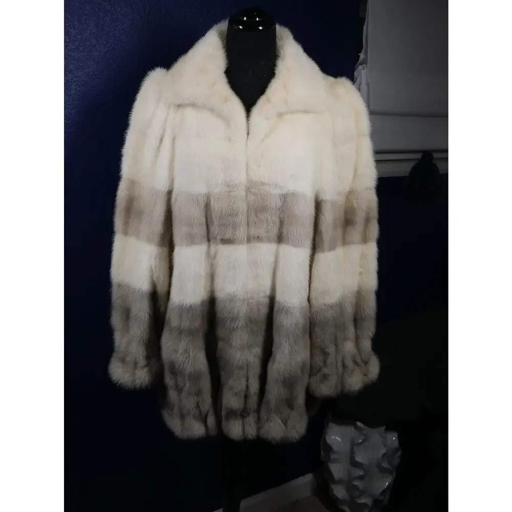 Gorgeous Designer Grosvenor Pearl & Sapphire Ombre Degrade Mink Fur Coat Jacket (1 of 6)