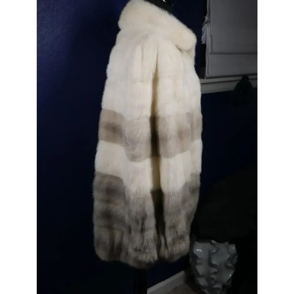 Gorgeous Designer Grosvenor Pearl & Sapphire Ombre Degrade Mink Fur Coat Jacket - 4
