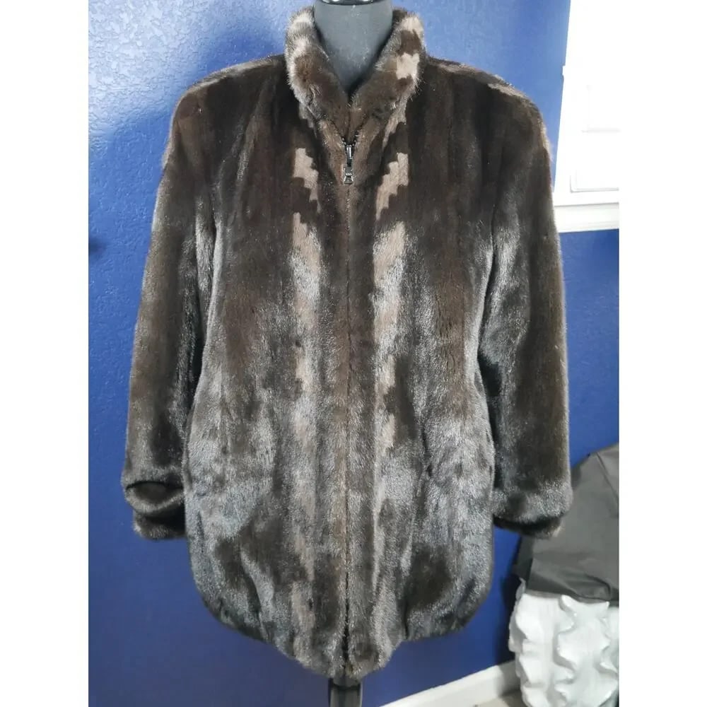 Stunning Black & Blue Iris Gray Mink Fur Coat Jacket Unisex Men or Women (1 of 8)
