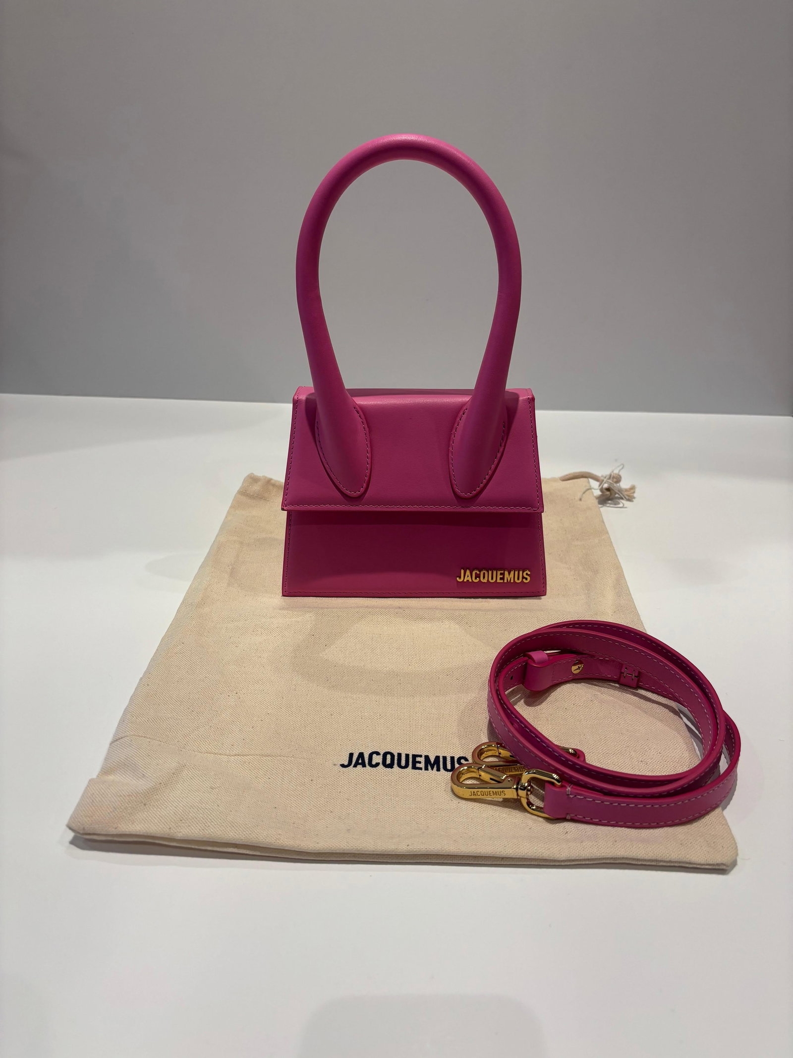 Jacquemus Chiquita Moyen Pink Crossbody Bag with Adjustable Strap, New - 9