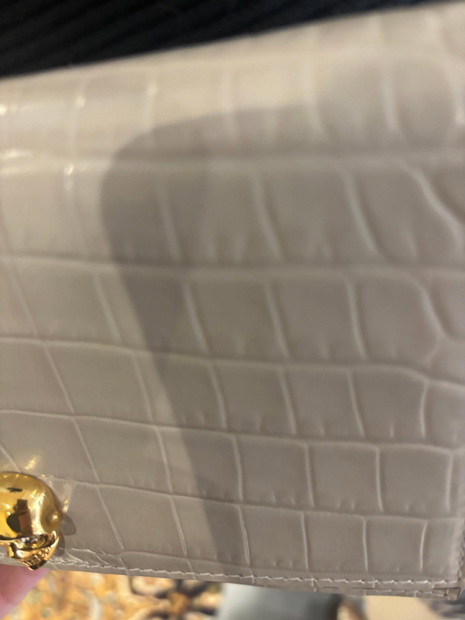 Alexander McQueen Beige Skull Croc Leather Bag. Dust bag included - 2