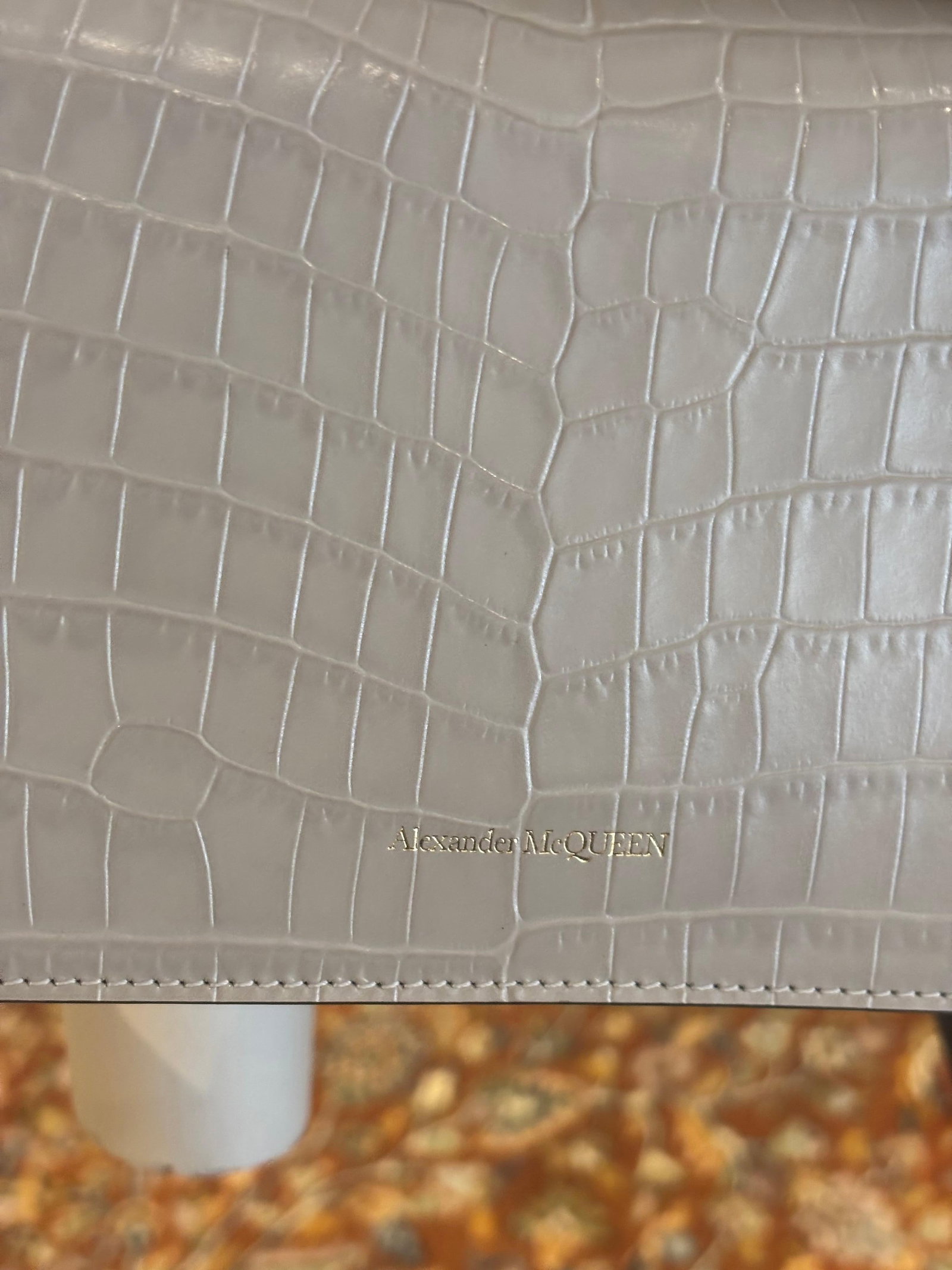 Alexander McQueen Beige Skull Croc Leather Bag. Dust bag included - 4