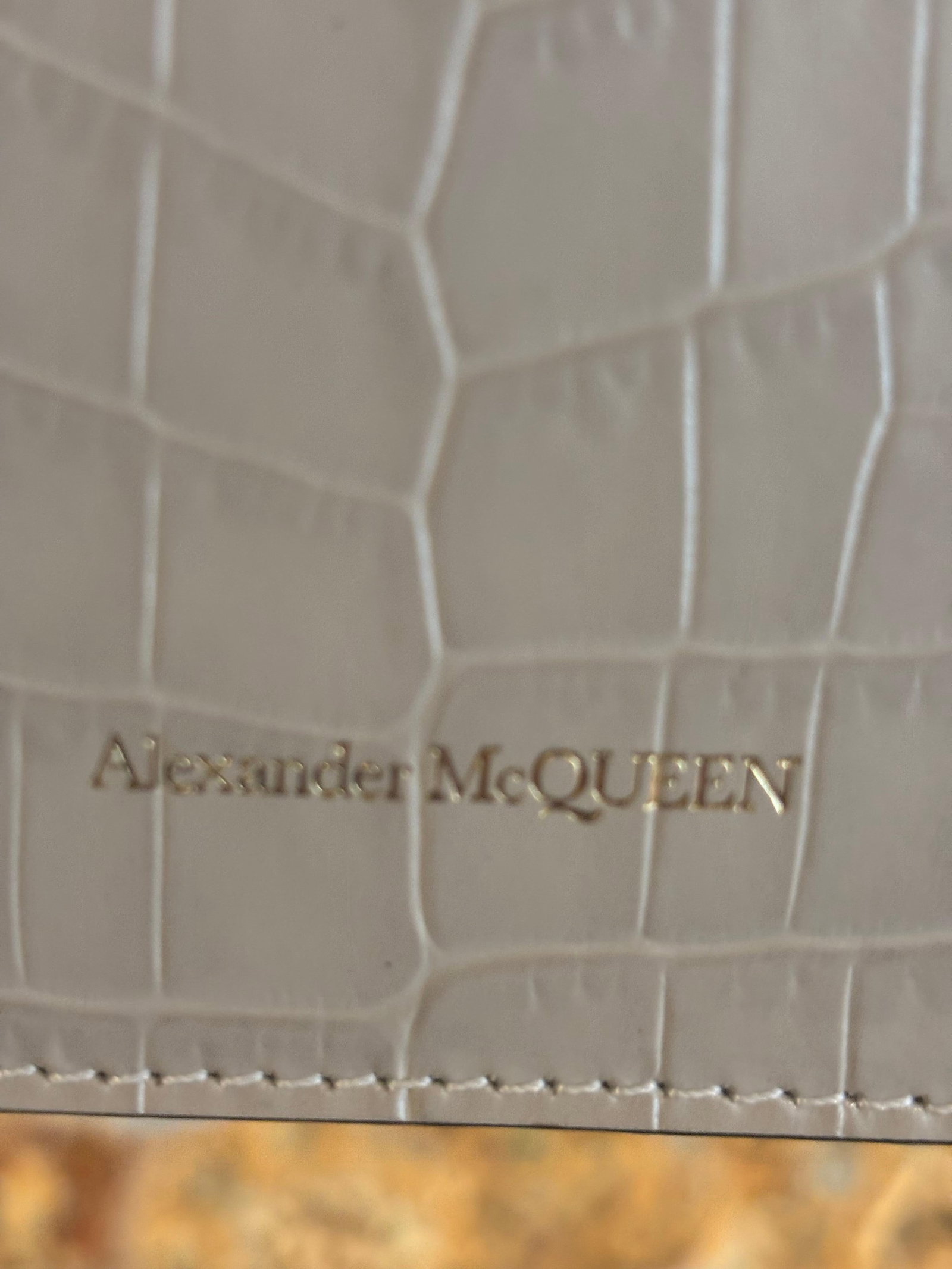 Alexander McQueen Beige Skull Croc Leather Bag. Dust bag included - 5