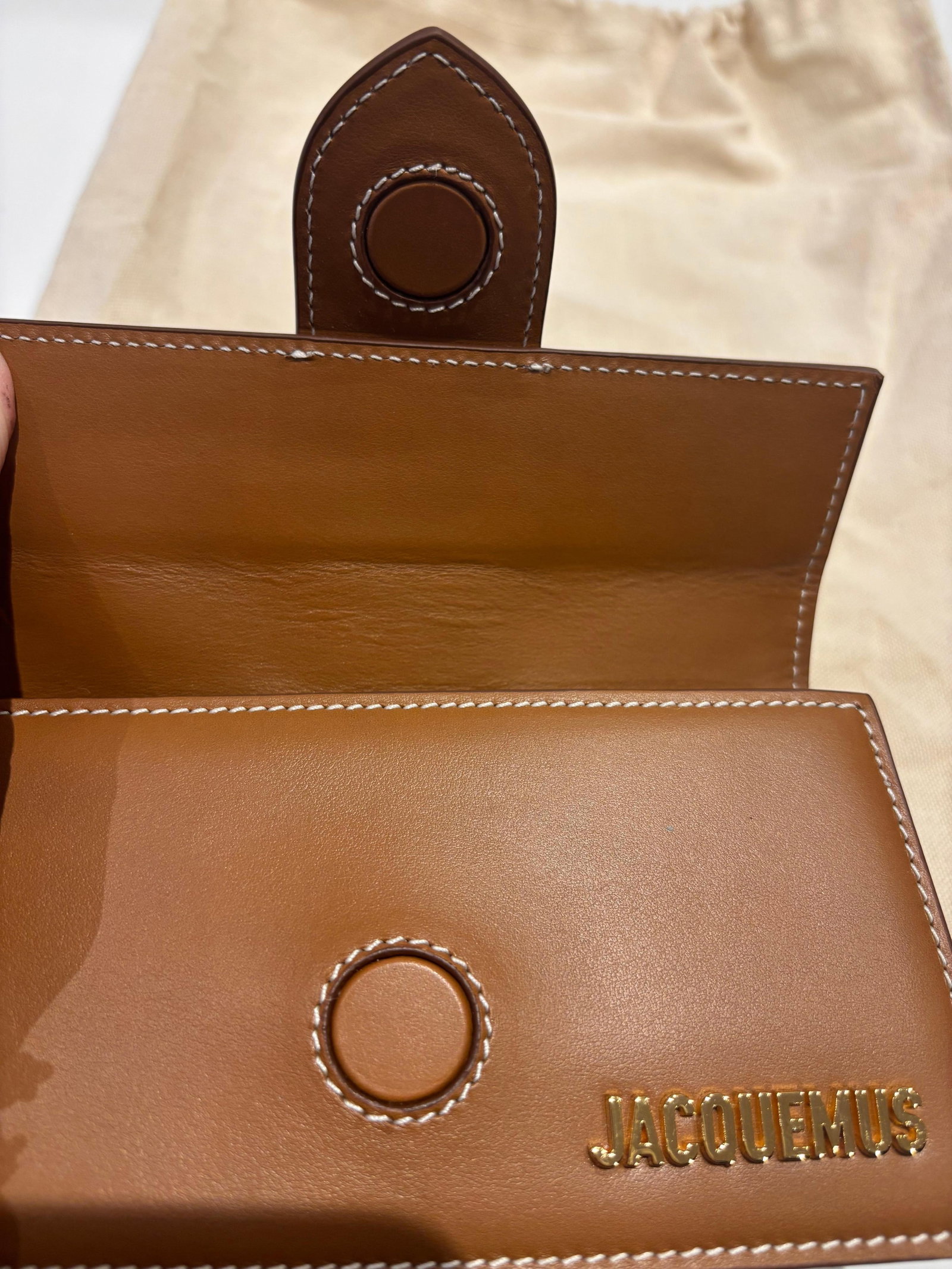 NEW Jacquemus Bambino Mini Light Brown Calf Leather Crossbody Bag - 12