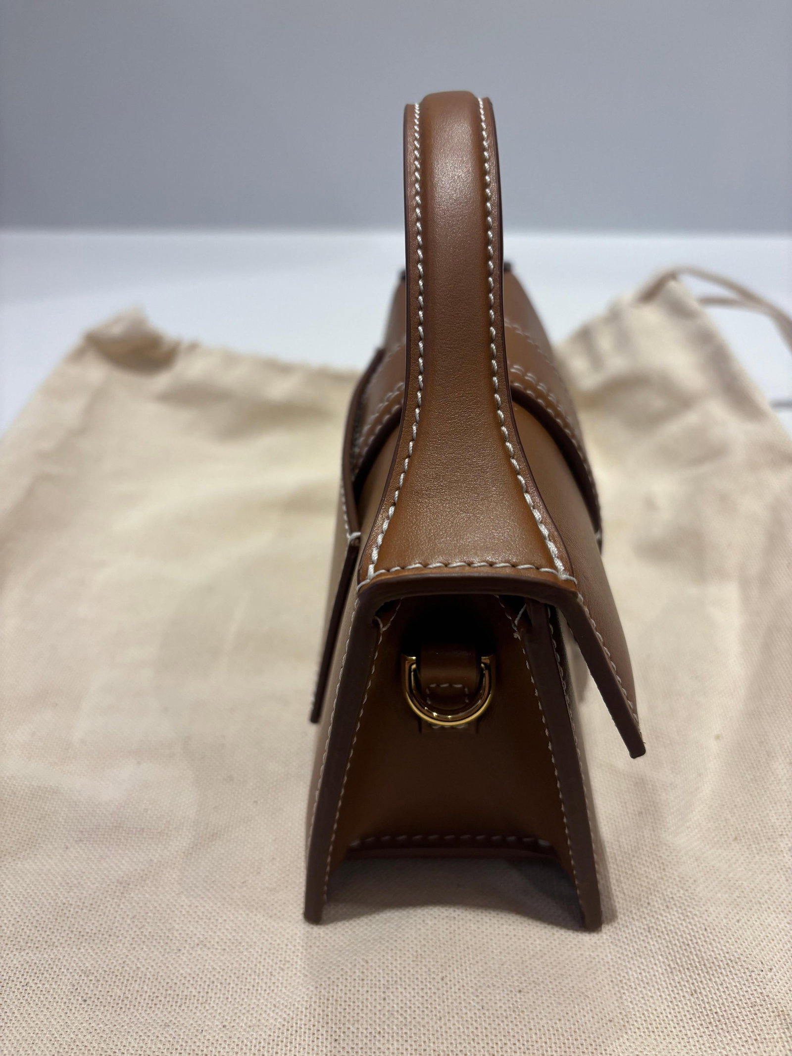 NEW Jacquemus Bambino Mini Light Brown Calf Leather Crossbody Bag - 3