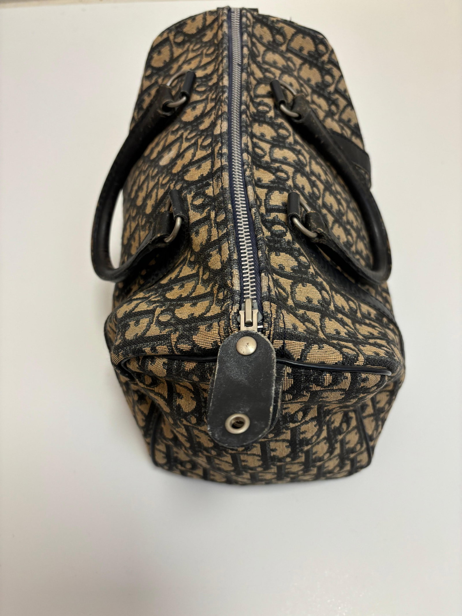 Christian Dior Vintage Trotter Diorissimo Shopper Bag Blue Beige - 2