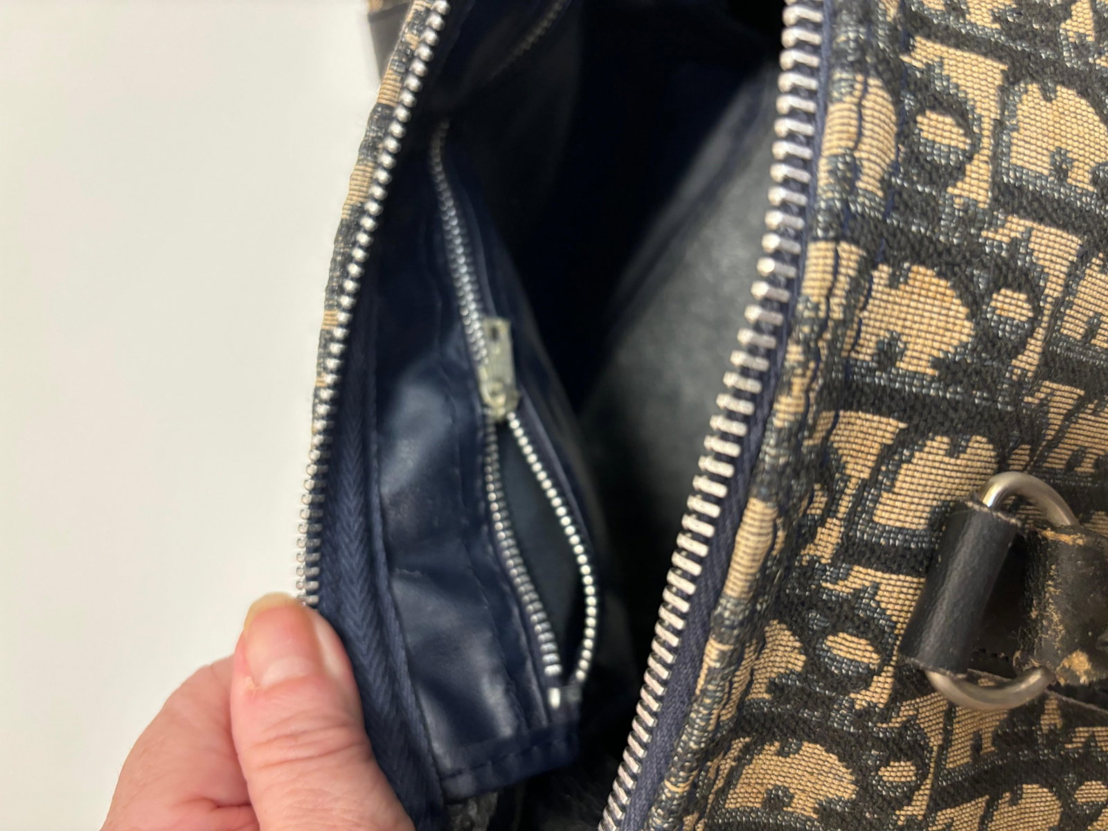 Christian Dior Vintage Trotter Diorissimo Shopper Bag Blue Beige - 4