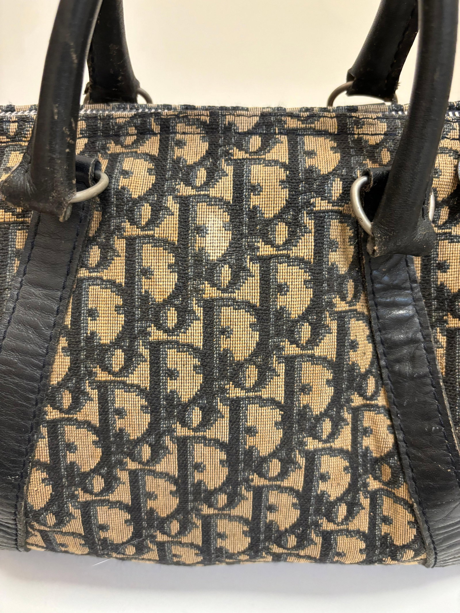Christian Dior Vintage Trotter Diorissimo Shopper Bag Blue Beige - 6
