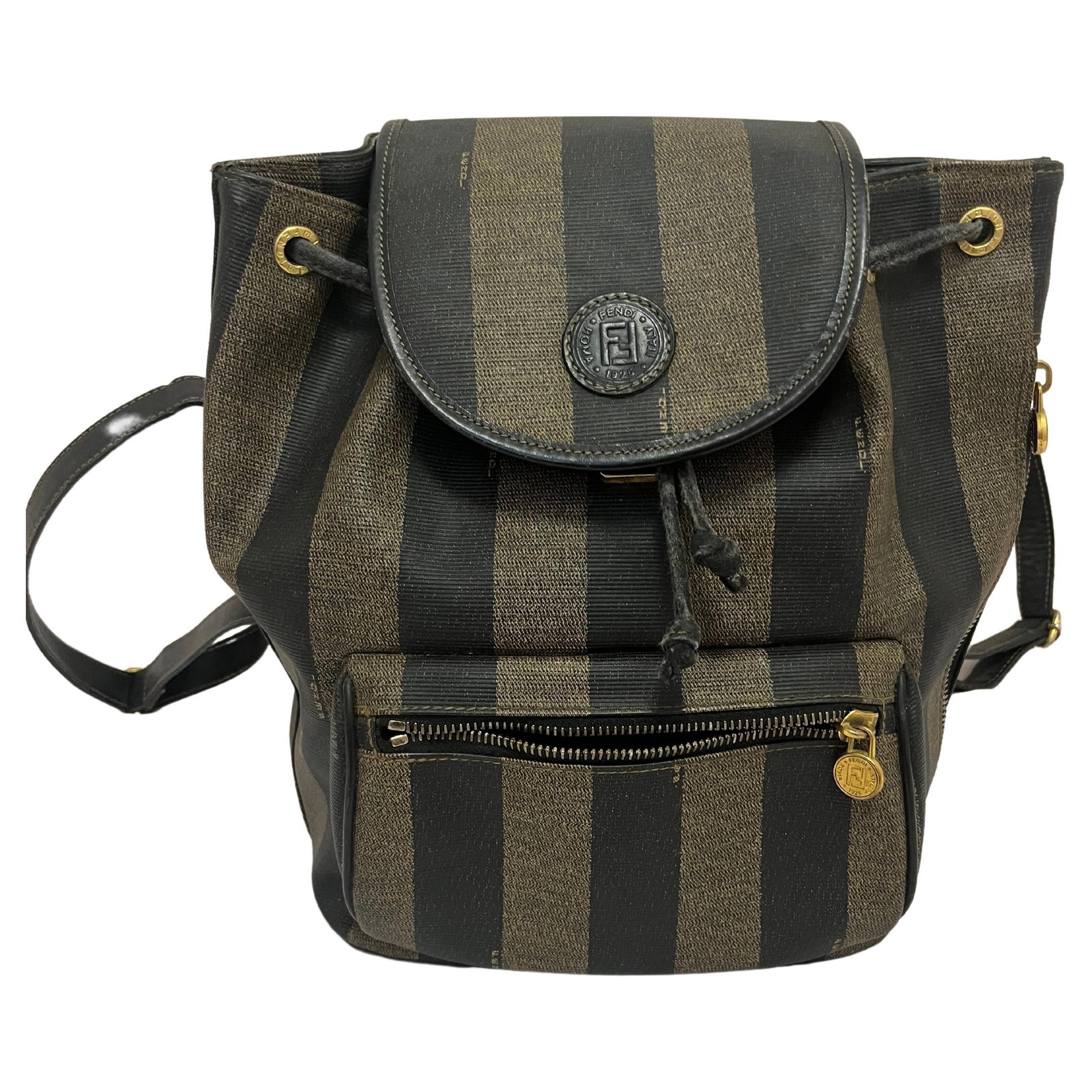 Fendi 1980s Vintage Unisex Monogram Backpack with Gold Accents - 19