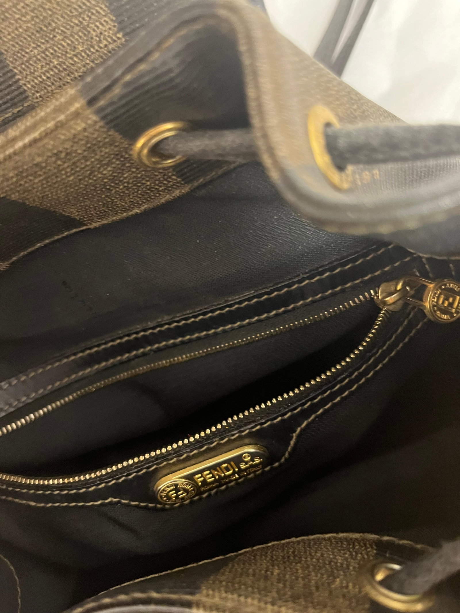 Fendi 1980s Vintage Unisex Monogram Backpack with Gold Accents - 3