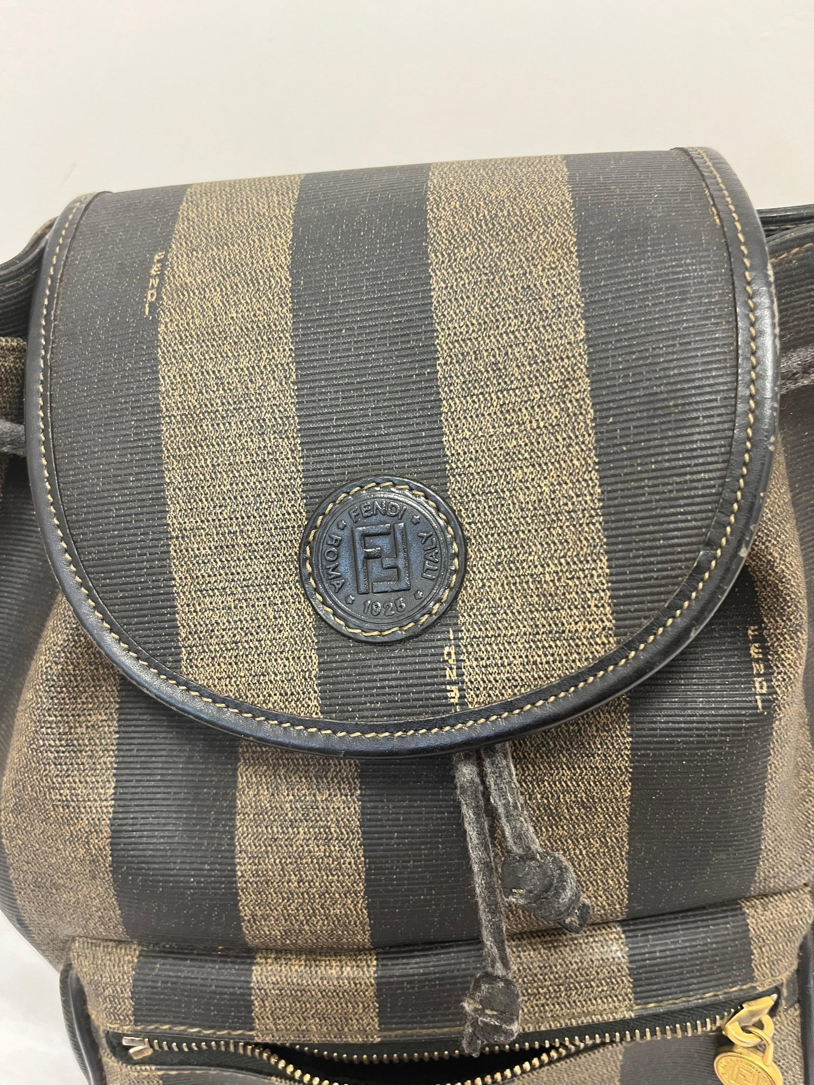 Fendi 1980s Vintage Unisex Monogram Backpack with Gold Accents - 6