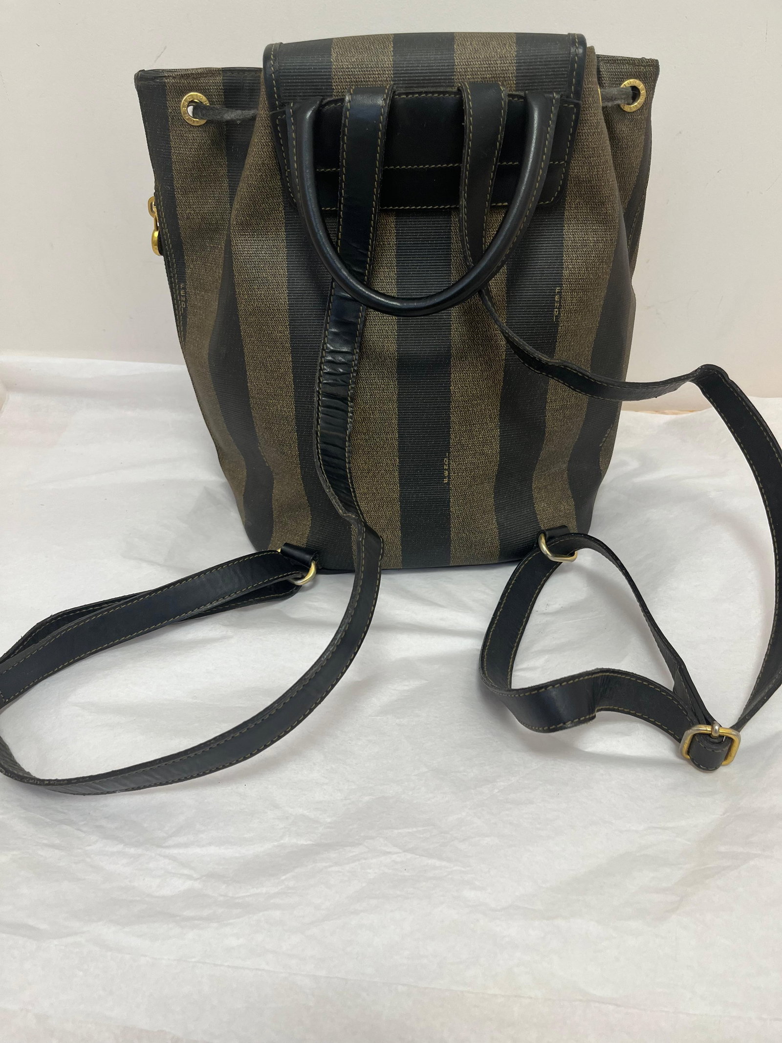 Fendi 1980s Vintage Unisex Monogram Backpack with Gold Accents - 9