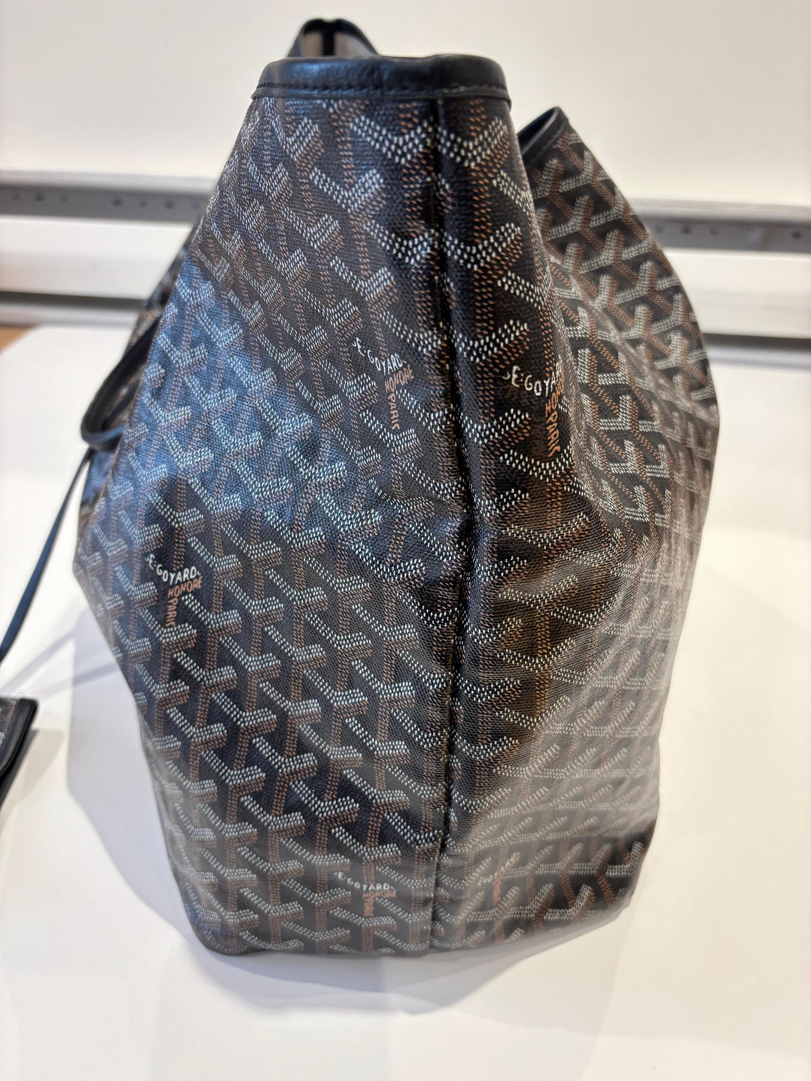 Superb GOYARD Black Canvas Goyardine Saint Louis GM with Dust Cover - 16