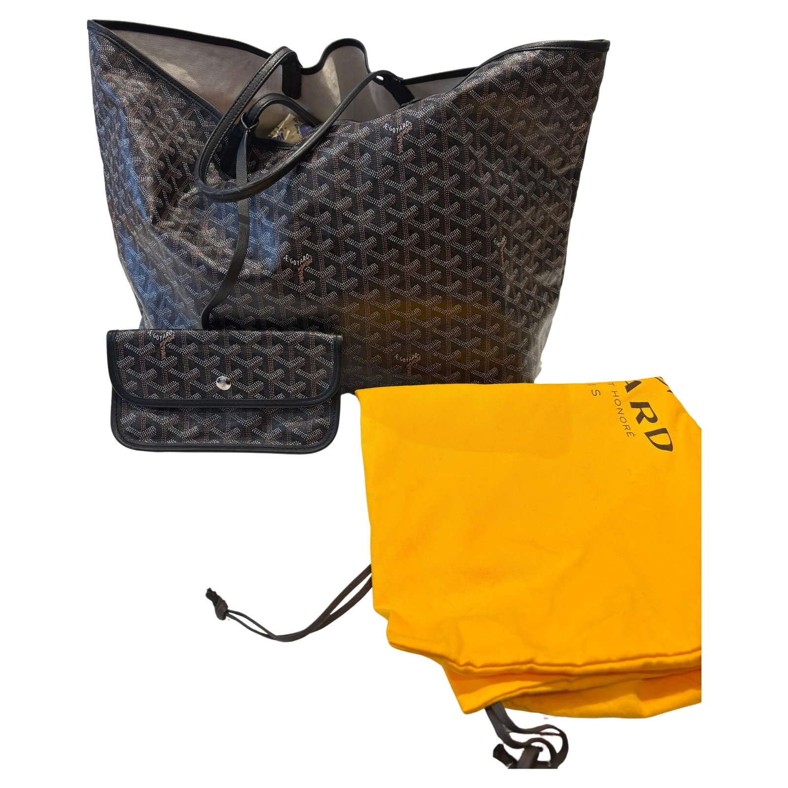 Superb GOYARD Black Canvas Goyardine Saint Louis GM with Dust Cover - 7