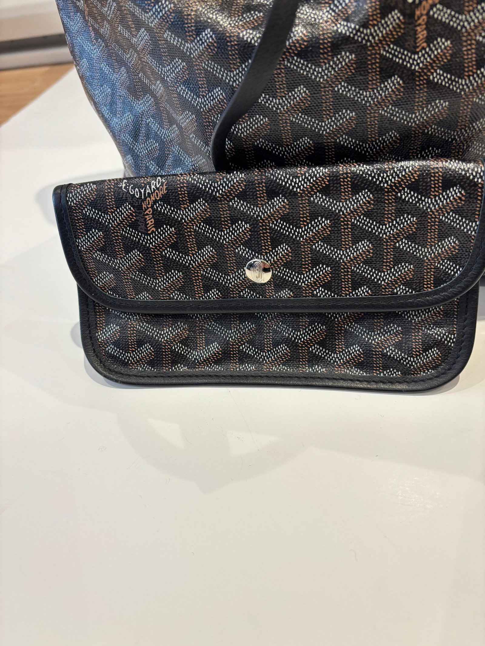 Superb GOYARD Black Canvas Goyardine Saint Louis GM with Dust Cover - 9