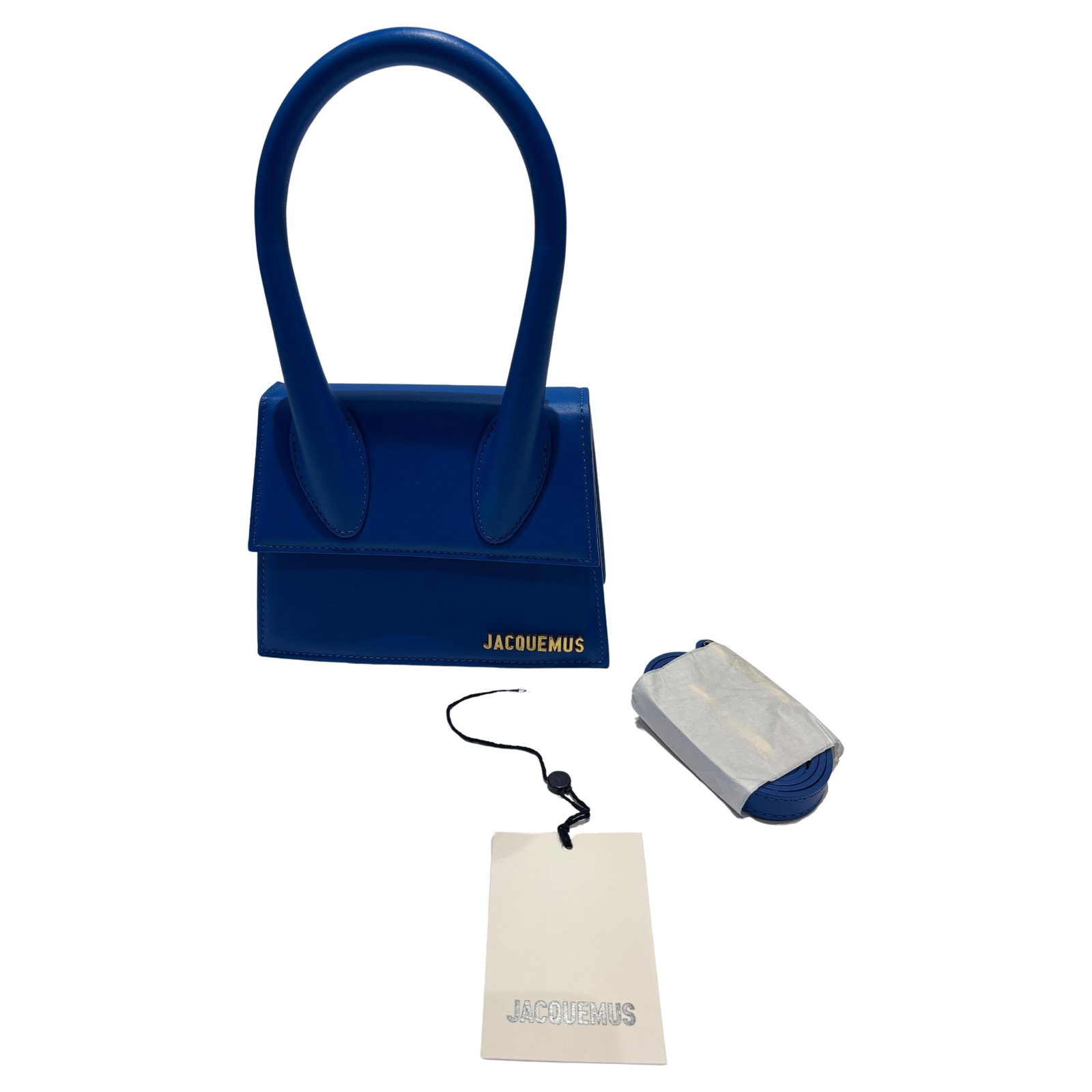 Jacquemus New Chiquita Moyen Electric Blue Leather Crossbody Bag - 7