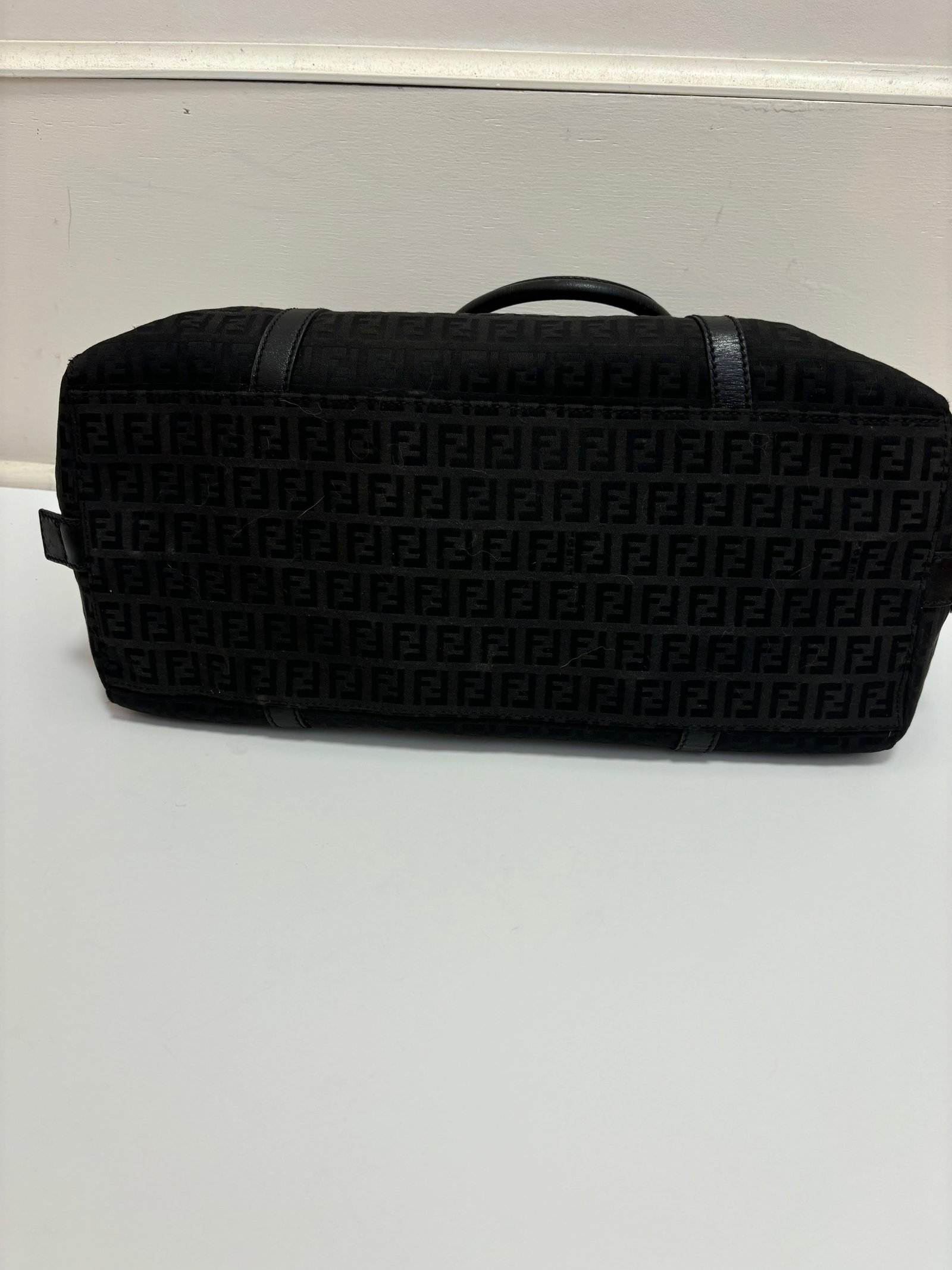 Fendi Women's Borsa Grande Zucchino Black Canvas Top Handle Handbag - 3