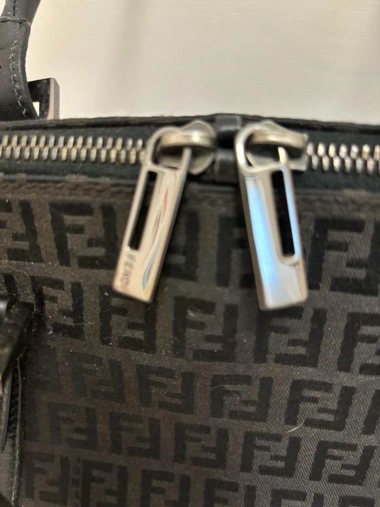 Fendi Women's Borsa Grande Zucchino Black Canvas Top Handle Handbag - 5