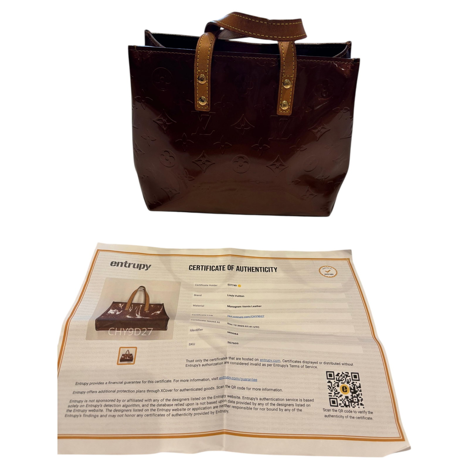Louis Vuitton 2004 (MI0084) Bronze Monogram Vernis PM Tote Bag