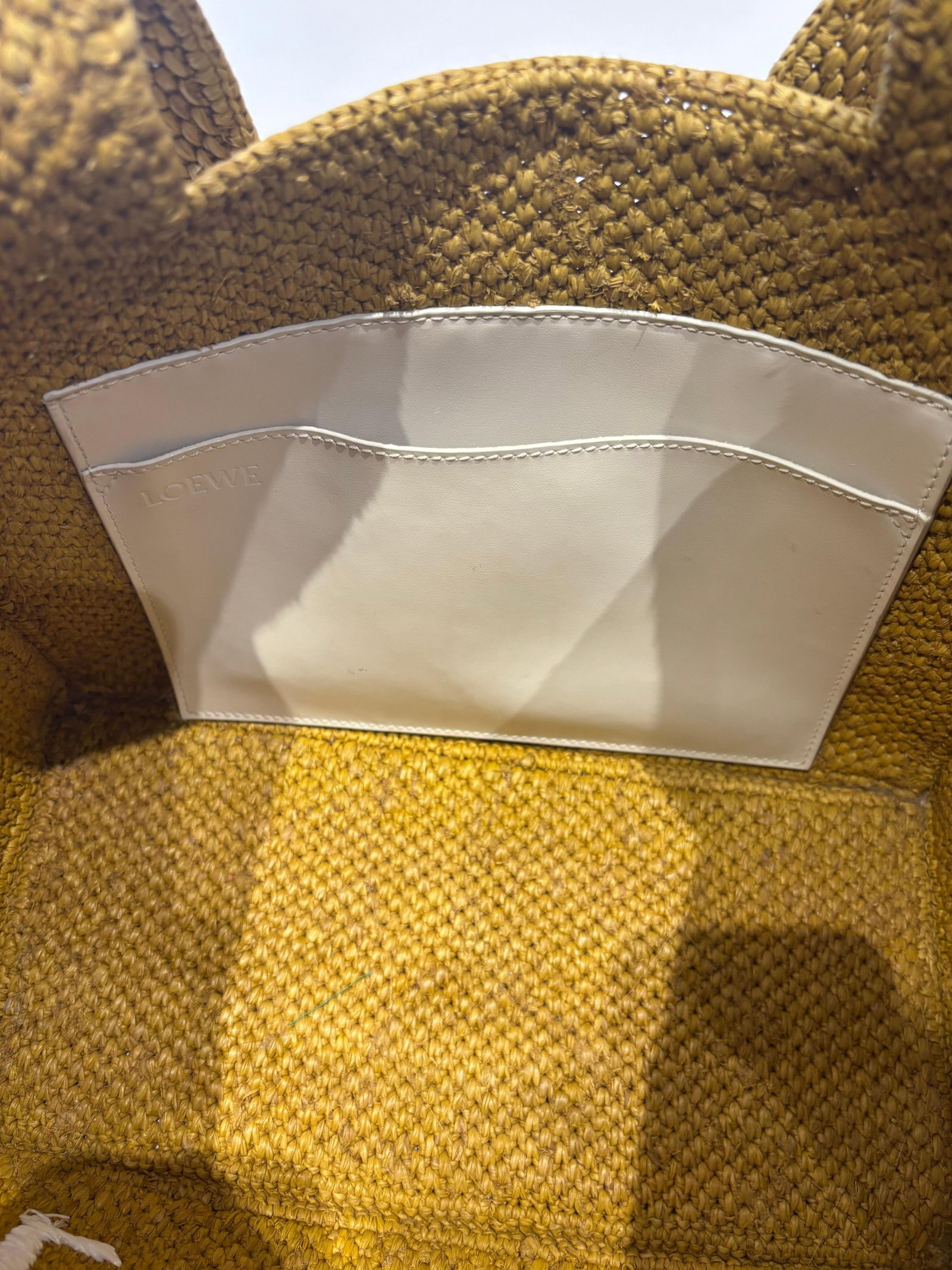 Loewe FONT Citron Yellow Large Handwoven Raffia Tote Bag - 3