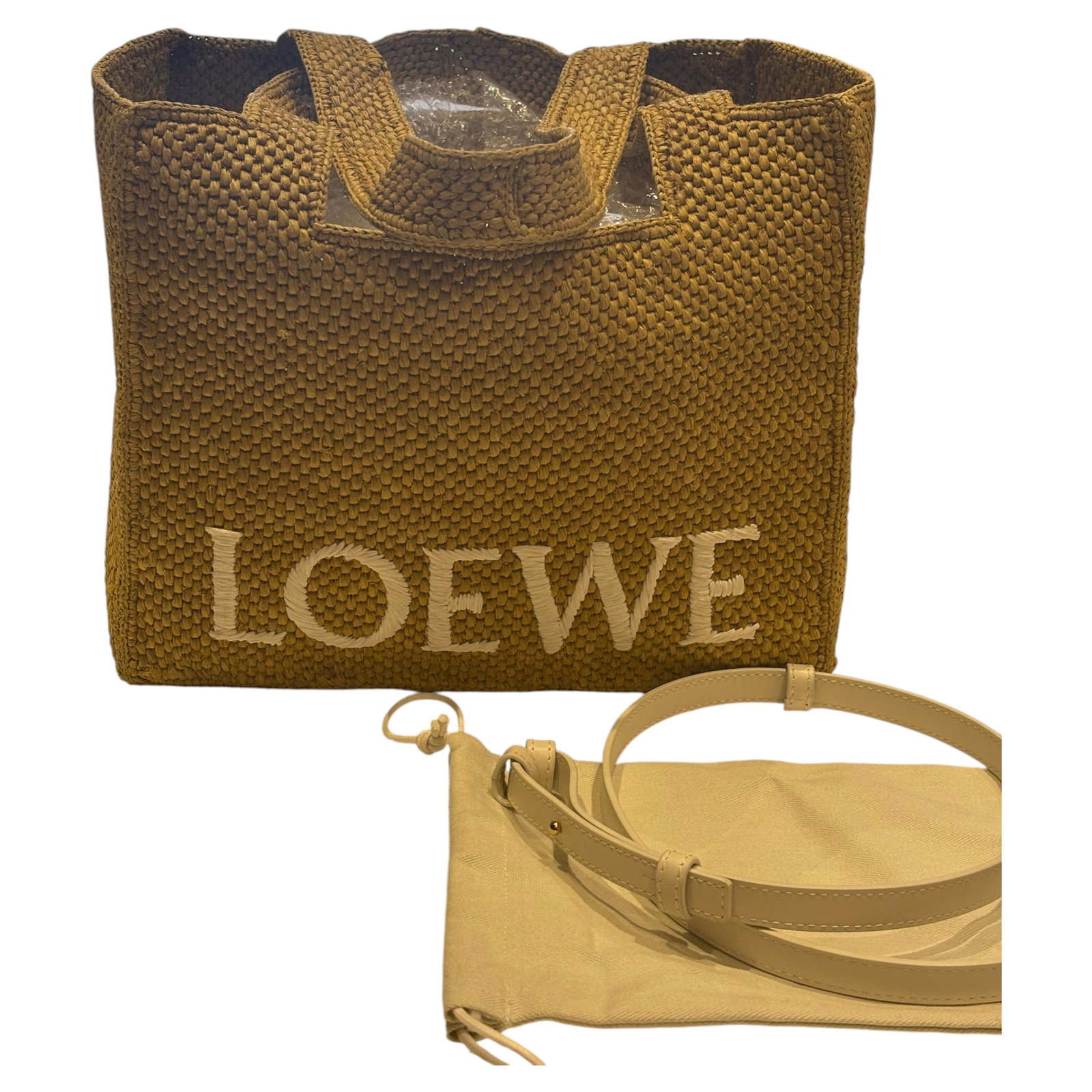 Loewe FONT Citron Yellow Large Handwoven Raffia Tote Bag - 7