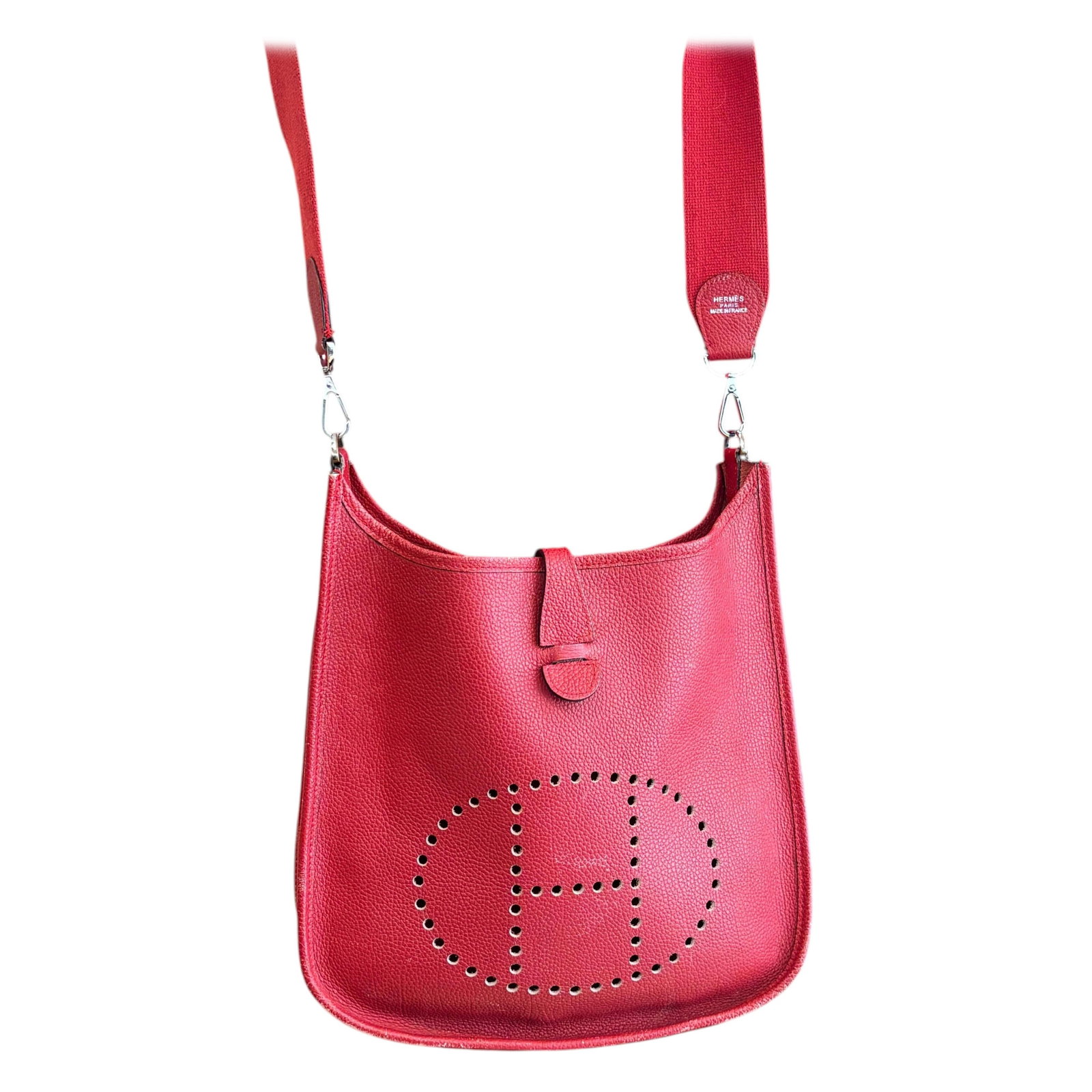 Hermès Vintage Evelyne Clemence III Red Leather Crossbody Bag, 1978 - 7
