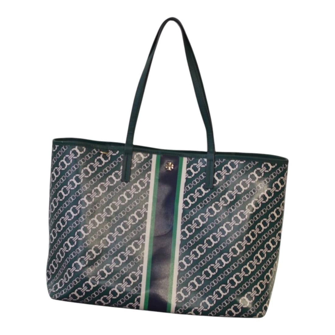 Tory Burch Gemini Link Large Tote in Green Blue Gemini Link Bias Shoulder Bag (1 of 12)