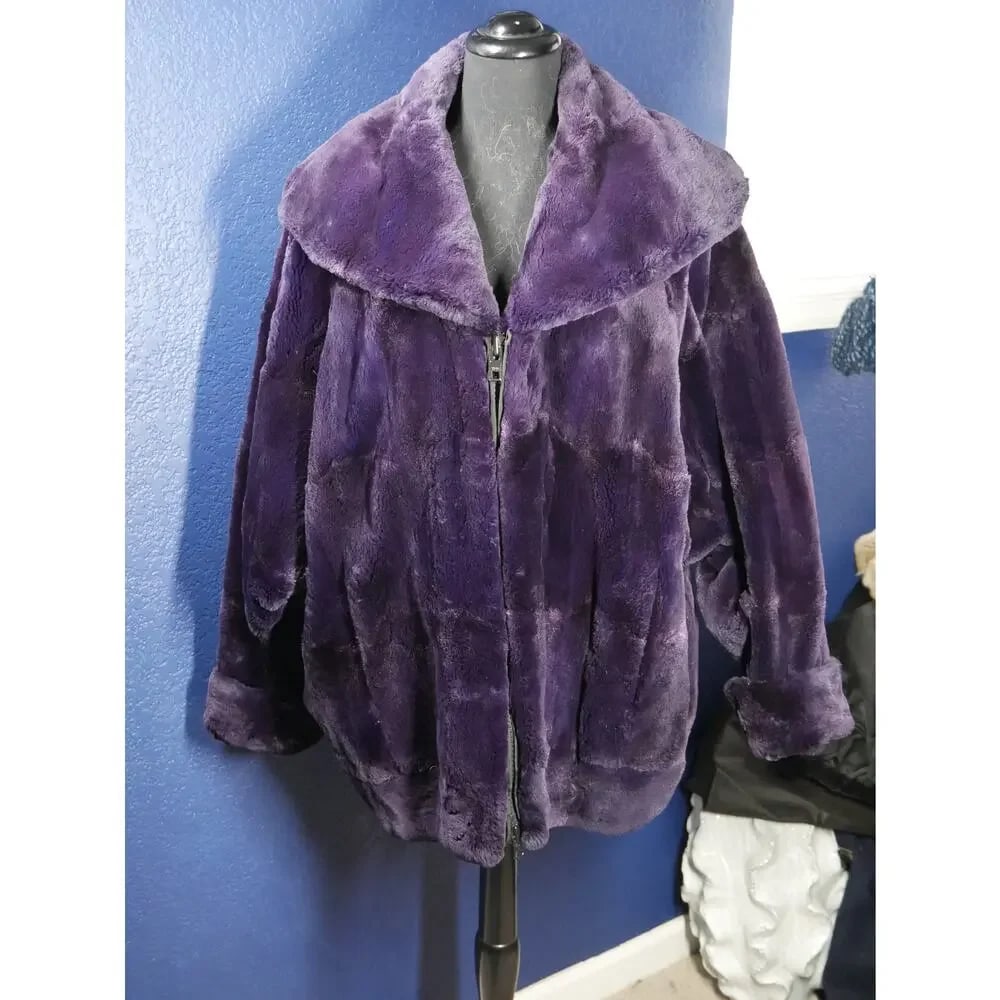 Stunning Purple Sheared Beaver Fur Coat Jacket (1 of 6)