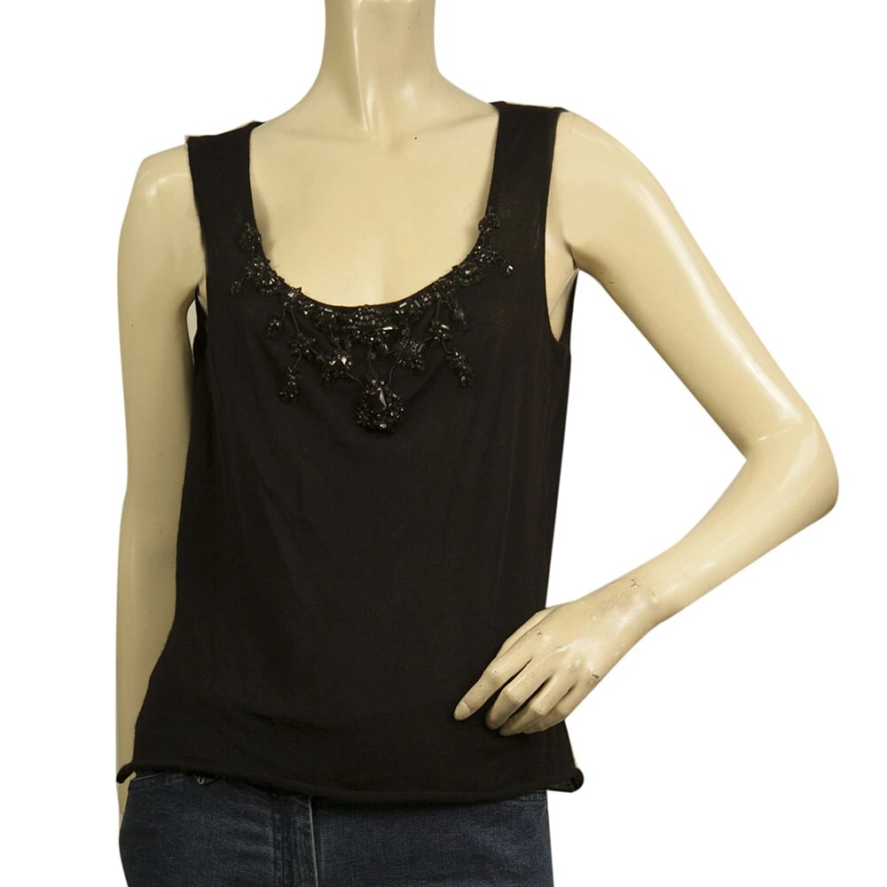Maurizio Pecoraro Black 100% Cashmere Beaded Sleeveless Camisole cami Top Sz 42 (1 of 6)