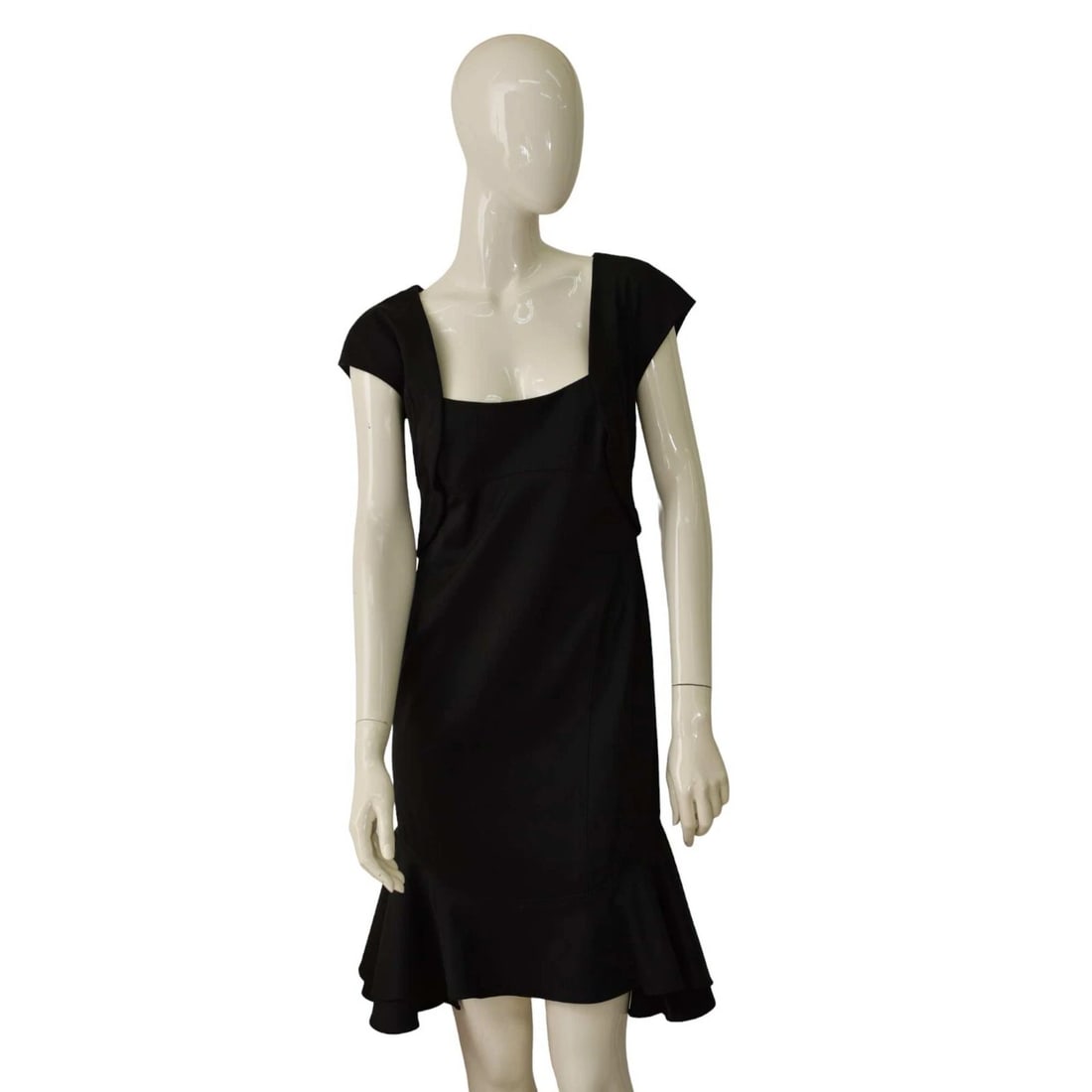 Zac Posen Black Cotton Short Sleeve Ruffled Skirt midi dress size 8 (1 of 10)