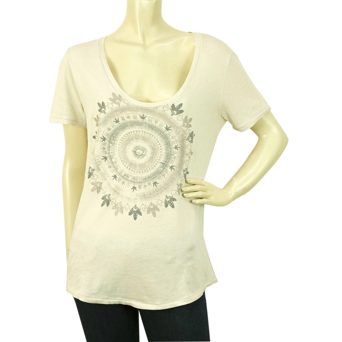 Zadig and Voltaire White Anyta Print Short Sleeve Long Cotton Blend T-shirt sz S (1 of 8)